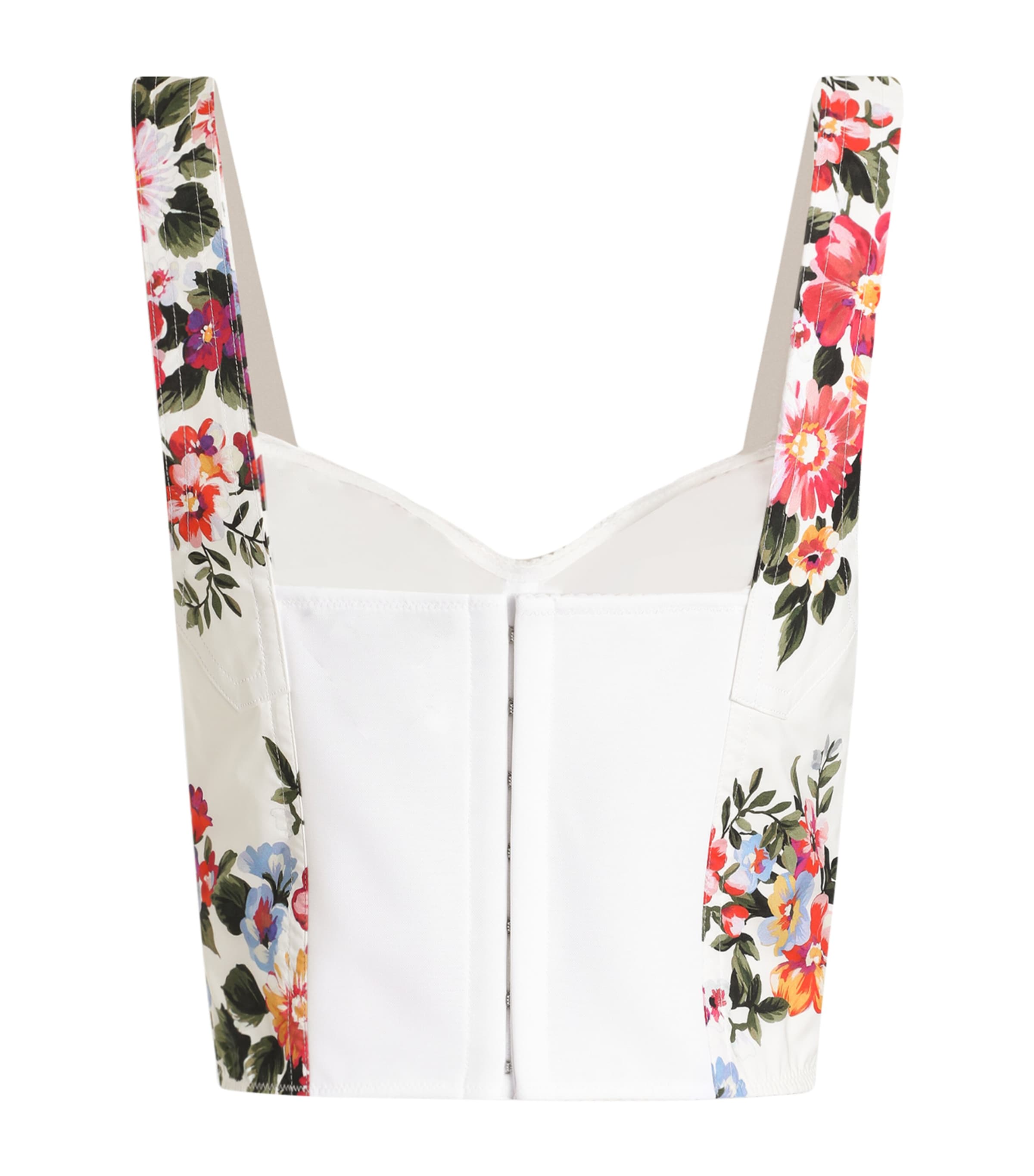 Dolce&Gabbana Womens Cotton-Blend Floral Bustier Top Mazz Image 2
