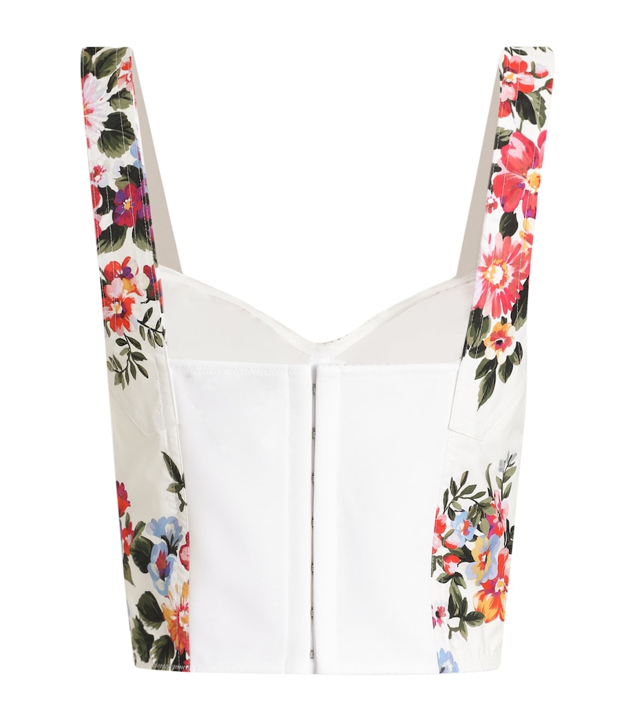 Dolce&Gabbana Womens Cotton-Blend Floral Bustier Top Mazz Image 2