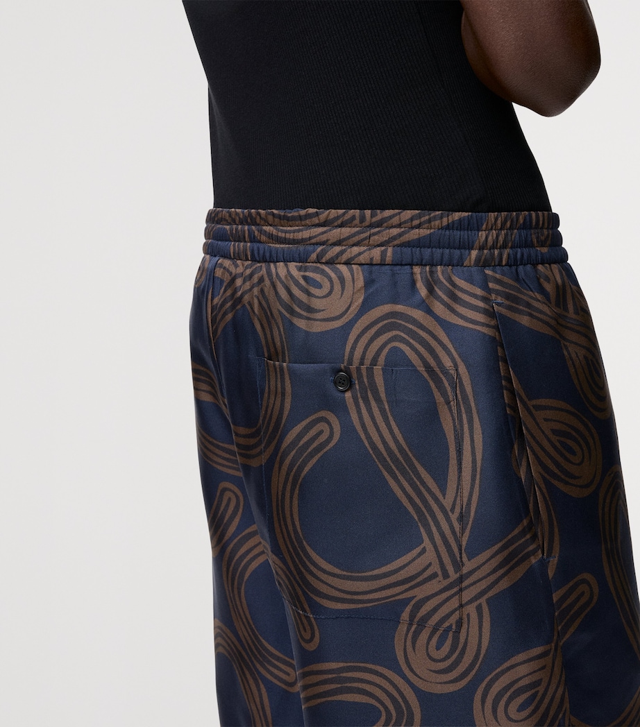 LOEWE Mens x Paula’s Ibiza Silk Anagram Shorts Navy/brown Image 5