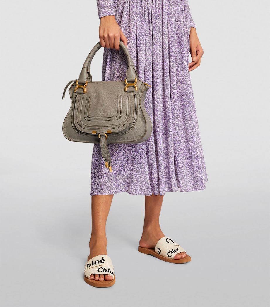 Small Leather Marcie Top-Handle Bag CASHMERE GREY Image 4