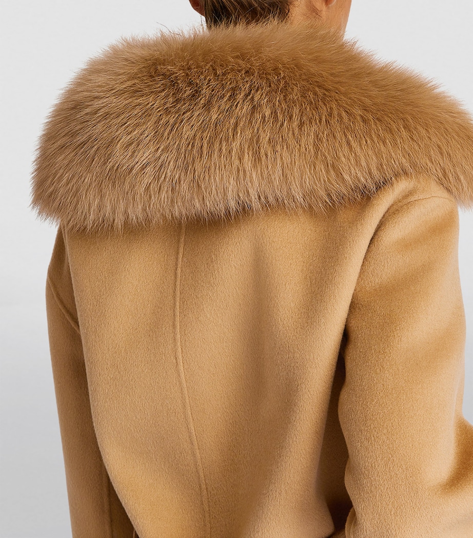 Wool-Cashmere Fur-Trim Coat A2198 Image 7