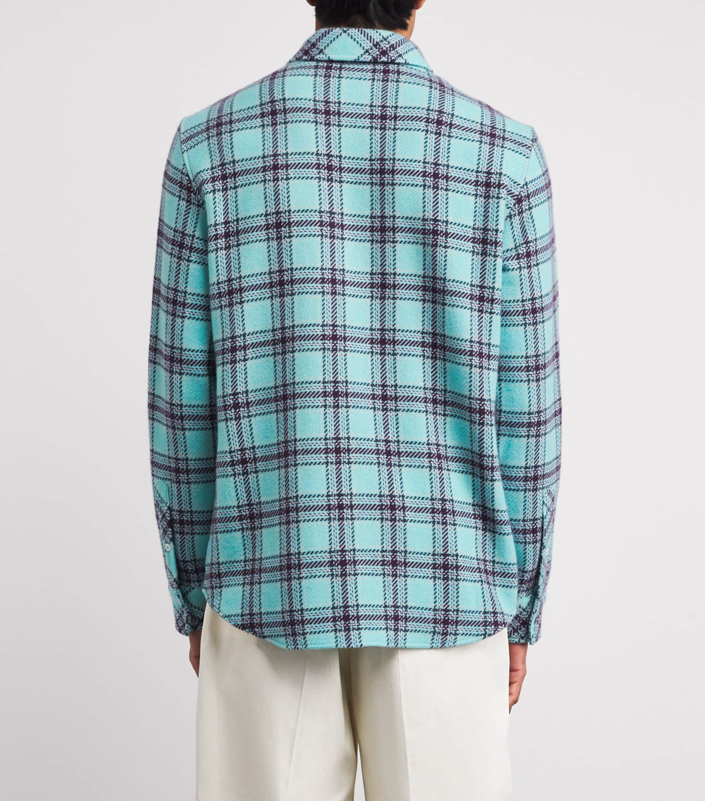 GOD'S TRUE CASHMERE Mens Cashmere Tartan Lagoon Shirt Amethyst Image 5