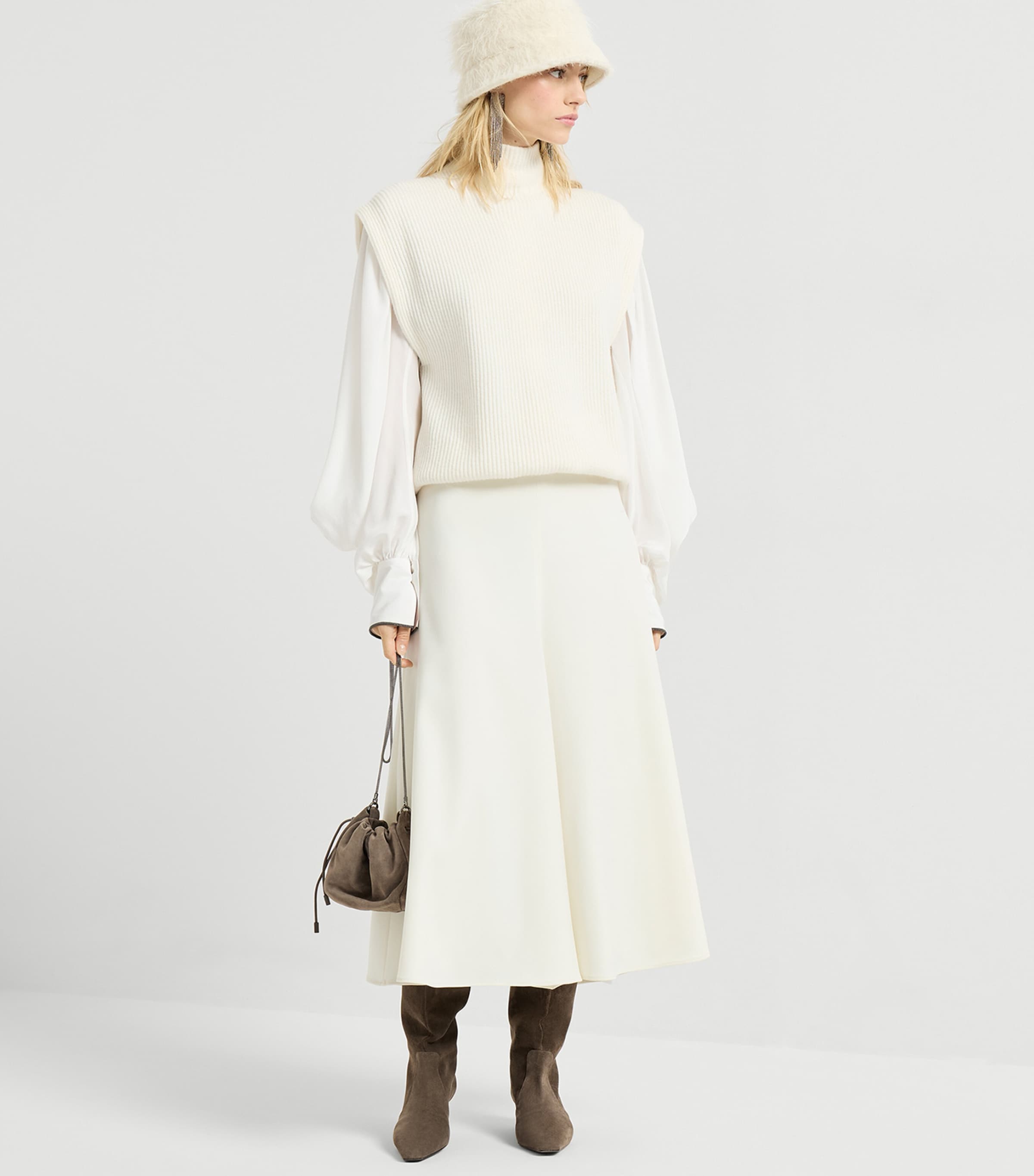 Virgin Wool Fluted Midi Skirt C1062 Image 5