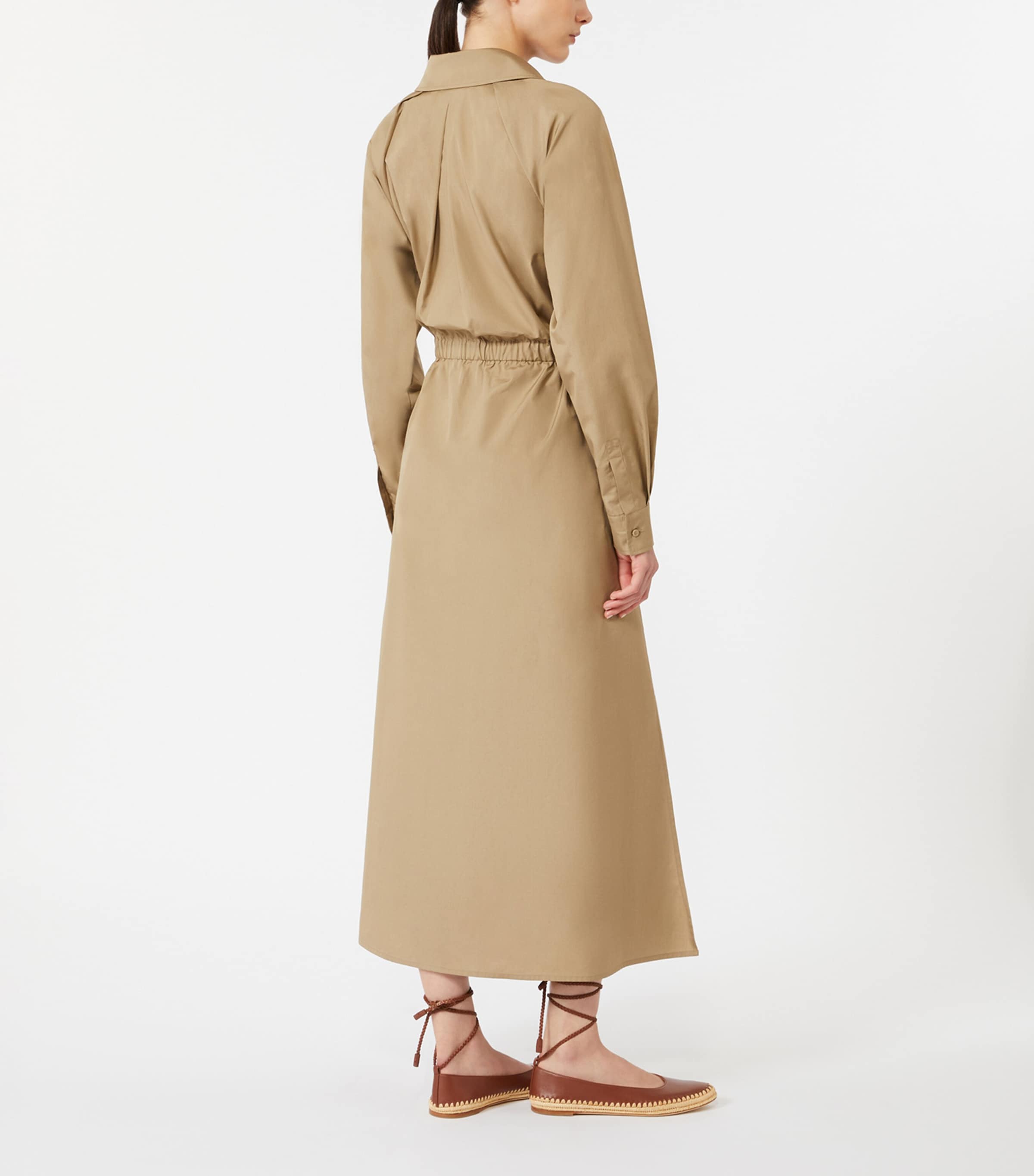 Max Mara Womens Cotton Drawstring Midi Shirt Dress Kaki Image 4