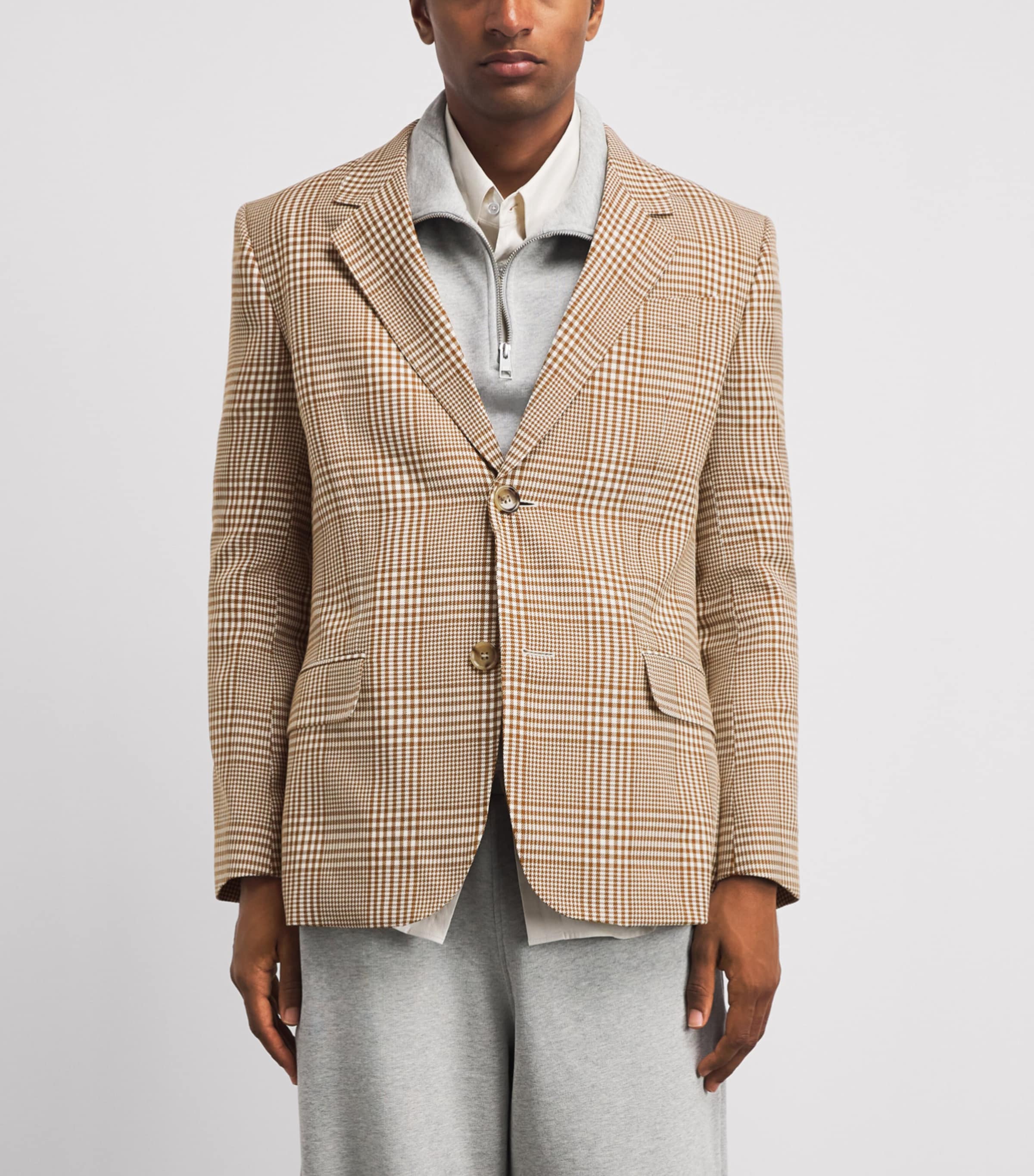 AMI Paris Mens Wool Check Blazer Carml/blanc Crm Image 4