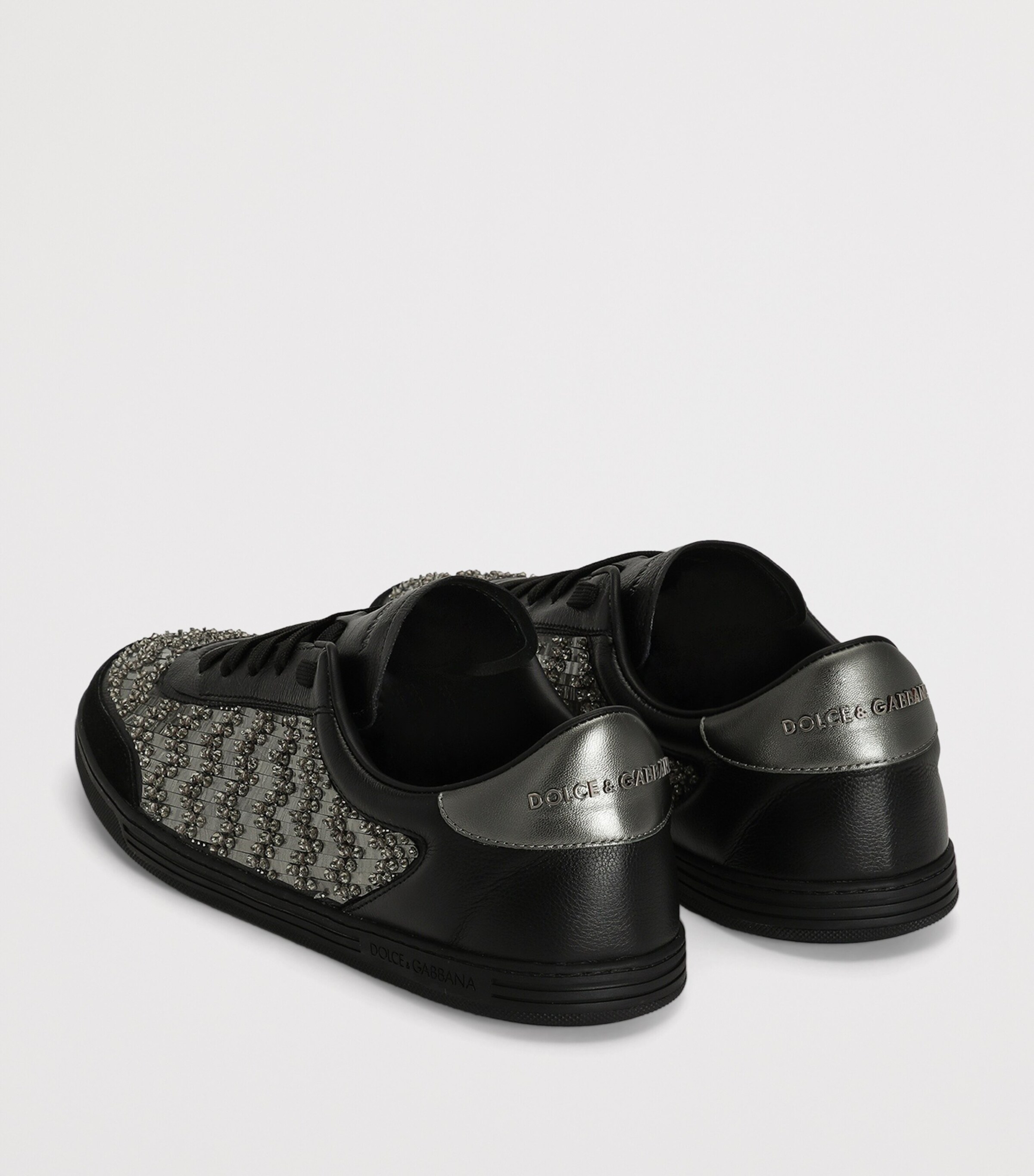 Dolce&Gabbana Leather Embellished Saint Tropez Sneakers Nero/piom Image 3