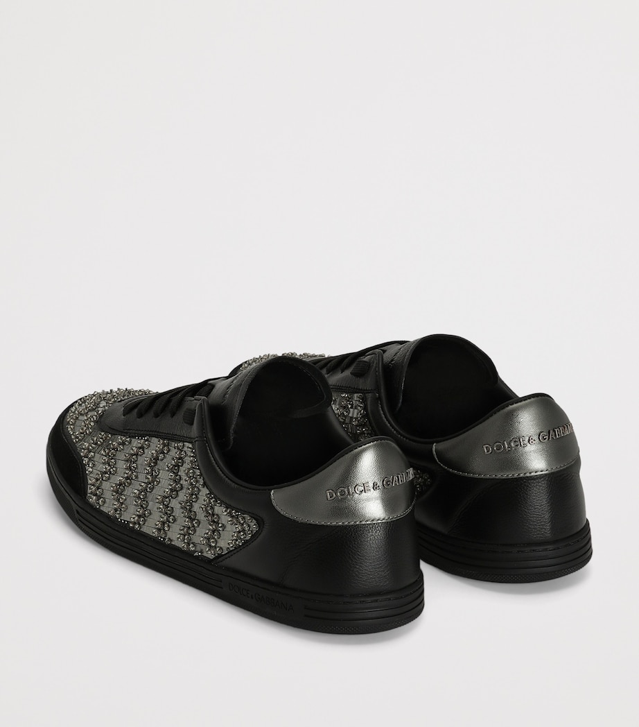 Dolce&Gabbana Leather Embellished Saint Tropez Sneakers Nero/piom Image 3