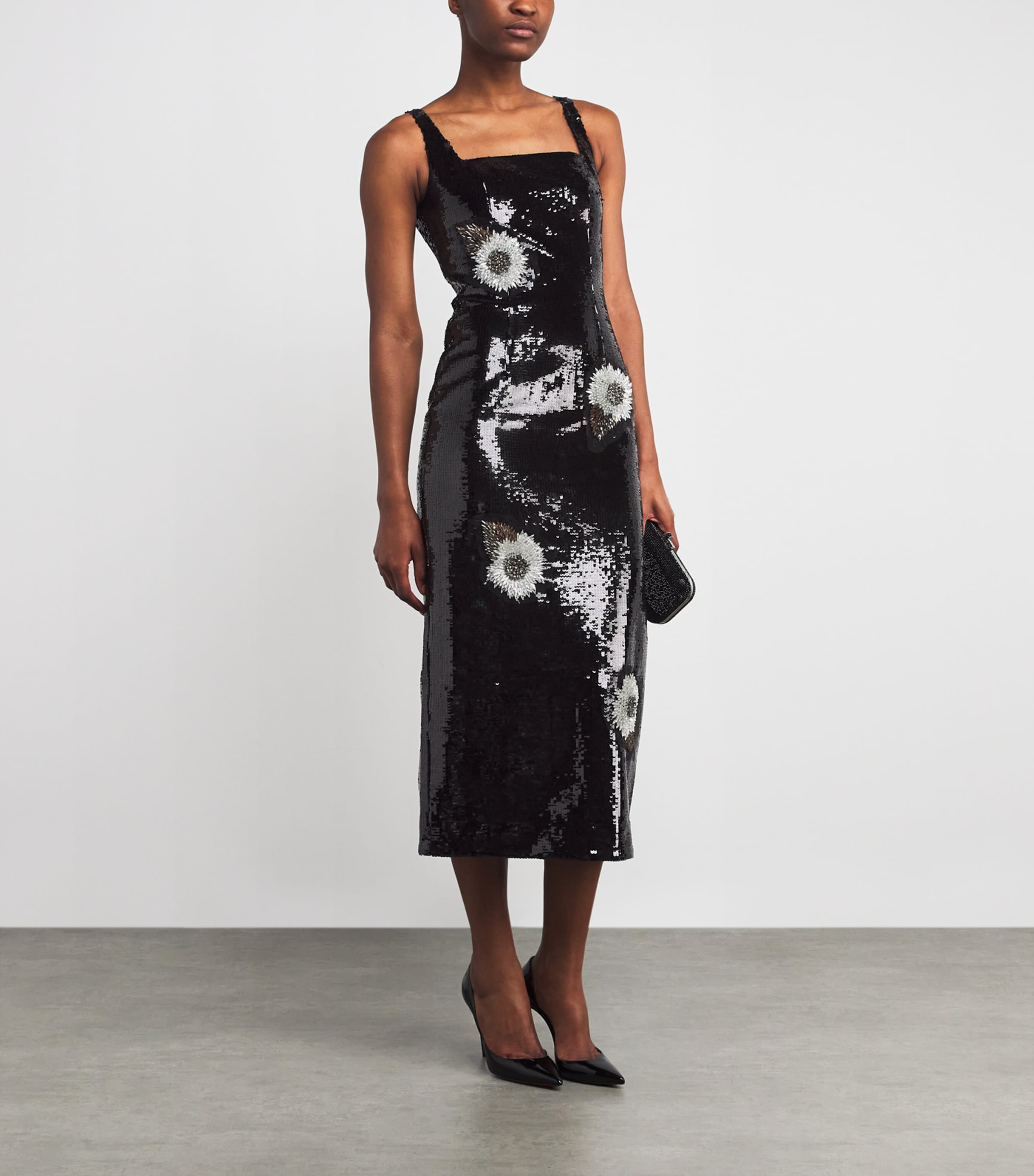 Embellished Marilyn Midi Dress BLACK Image 2