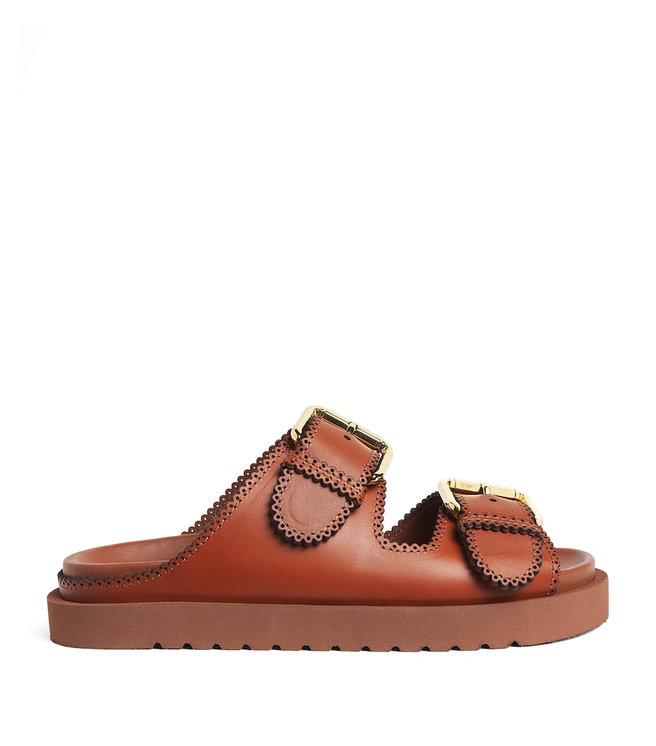 Leather Goldie Buckle Sandals PECN/PECAN Image 1