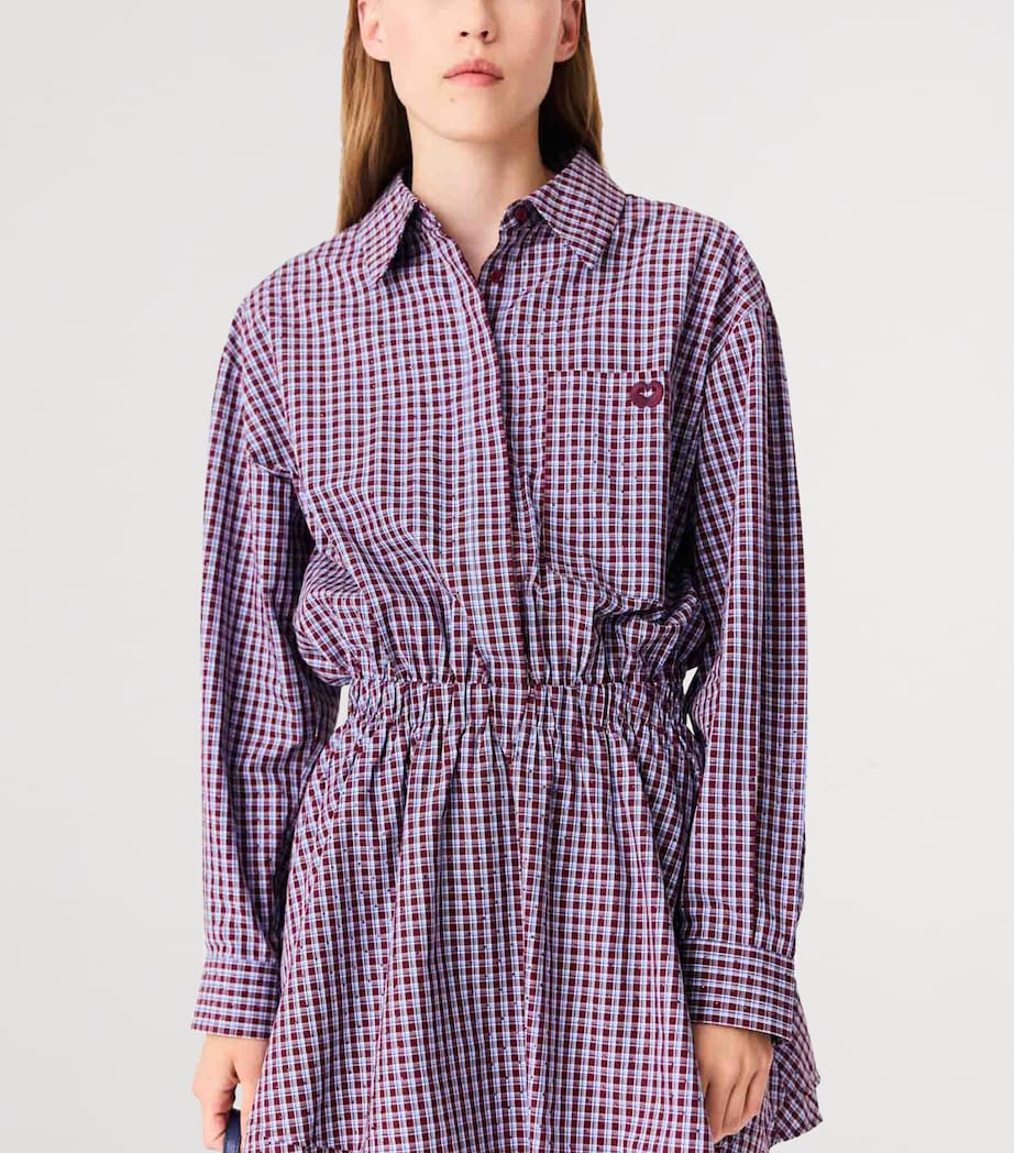Maje Womens Cotton Check Mini Shirt Dress Burgundy Image 5