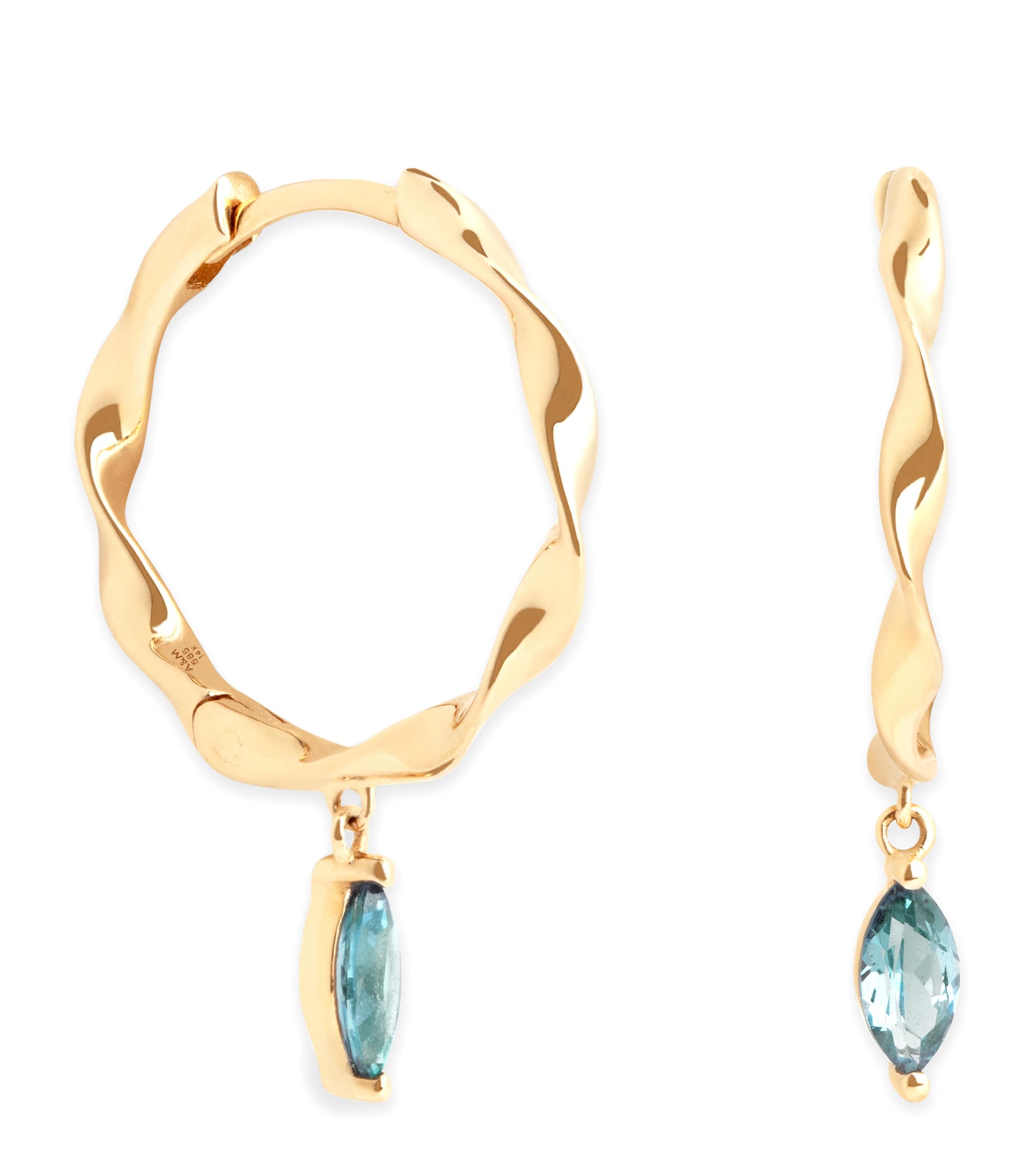 Astrid & Miyu Yellow Gold And Alexandrite Twist Hoop Earrings In Gold