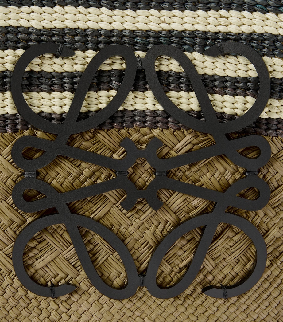 x Paula's Ibiza Medium Woven Anagram Basket Bag DARK KHAKI/BLACK Image 5