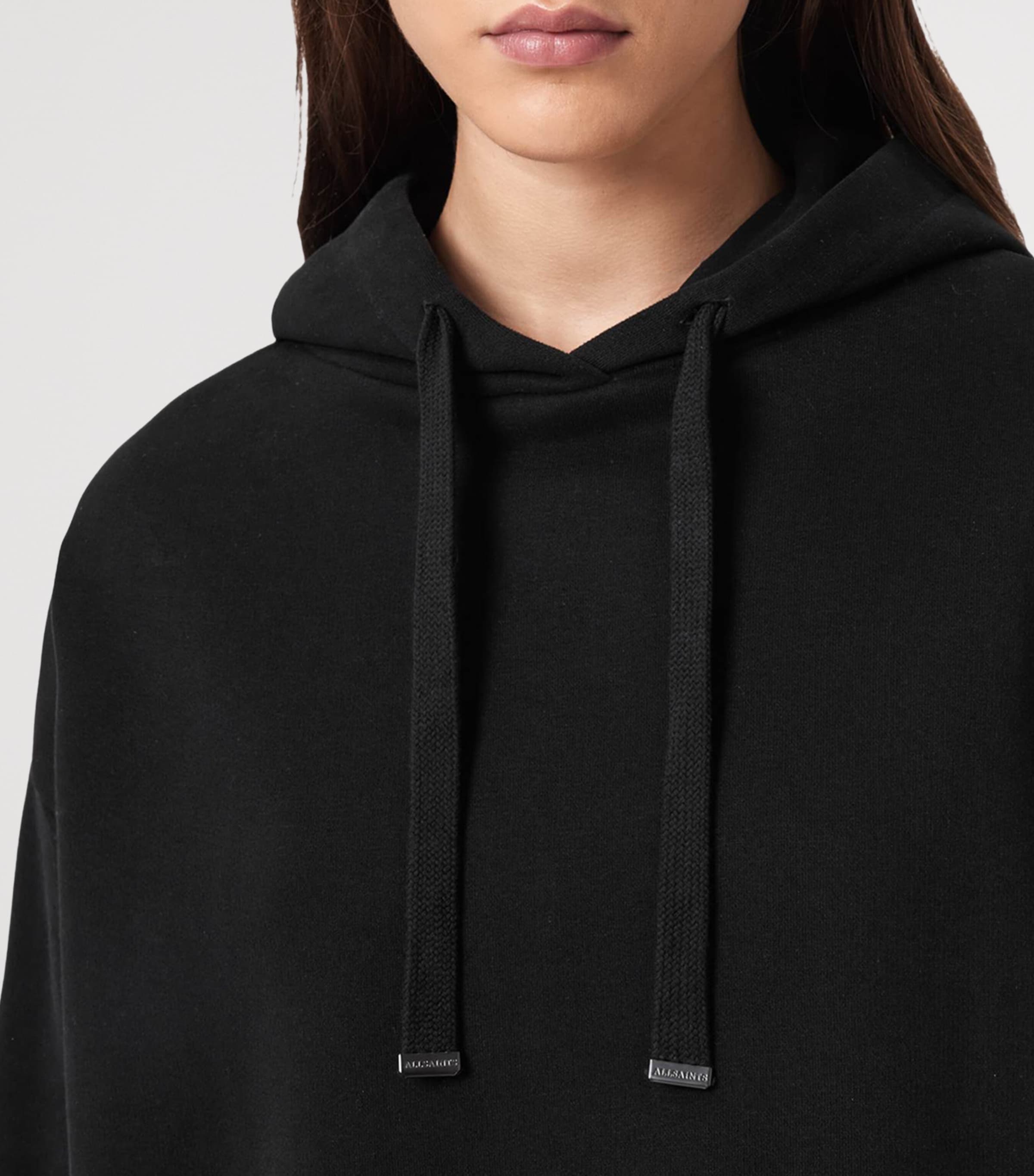 AllSaints Womens Lace-Trim Hoodie Black Image 9