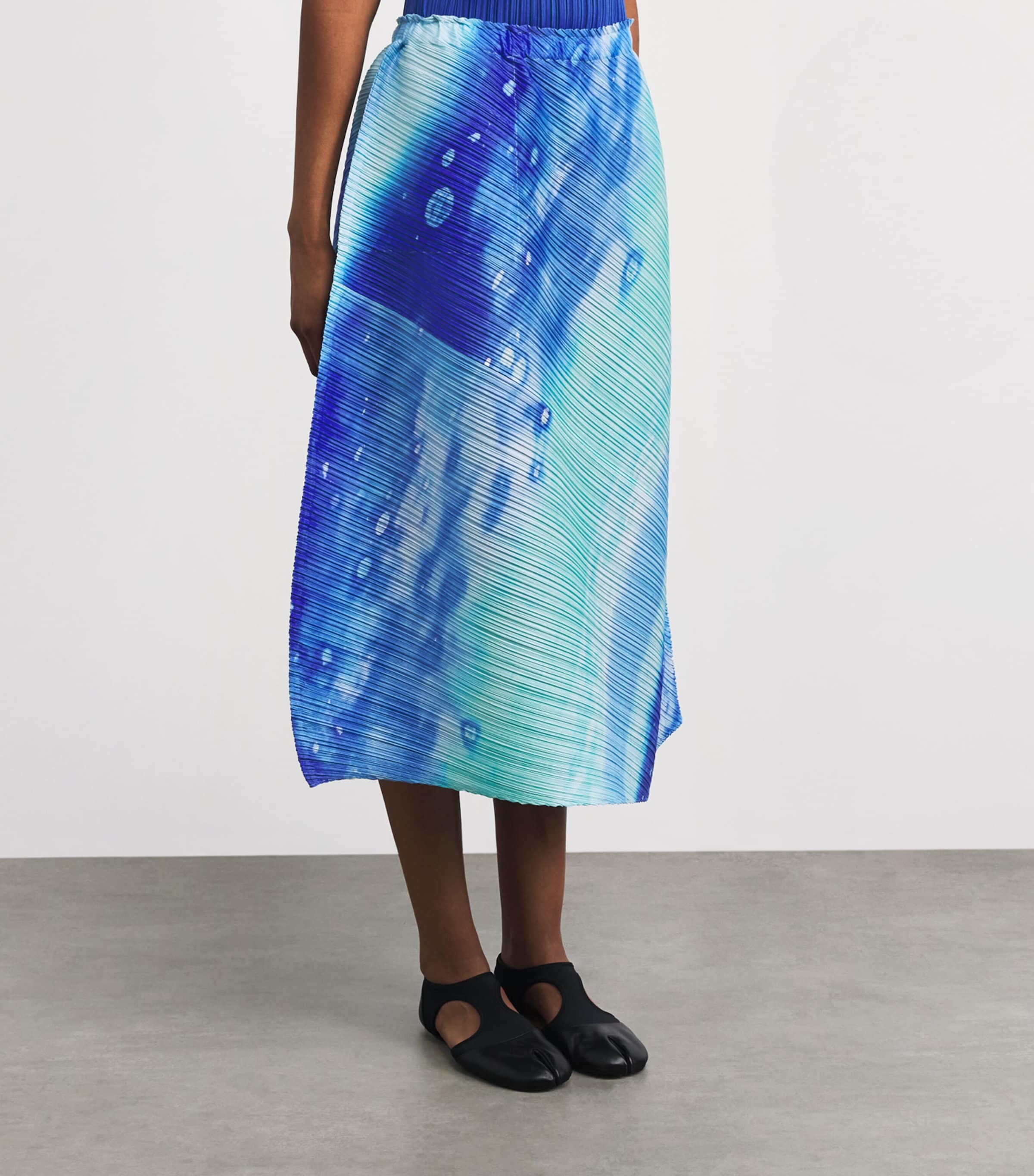 Pleats Please Issey Miyake Womens Sea Bubble Midi Skirt Blue Image 4