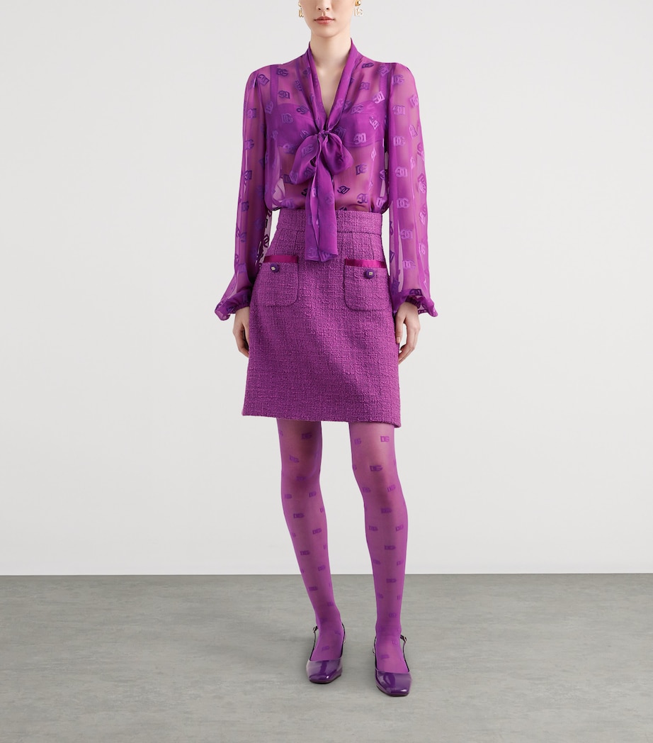 Tweed Mini Skirt F0571-PURPLE Image 2