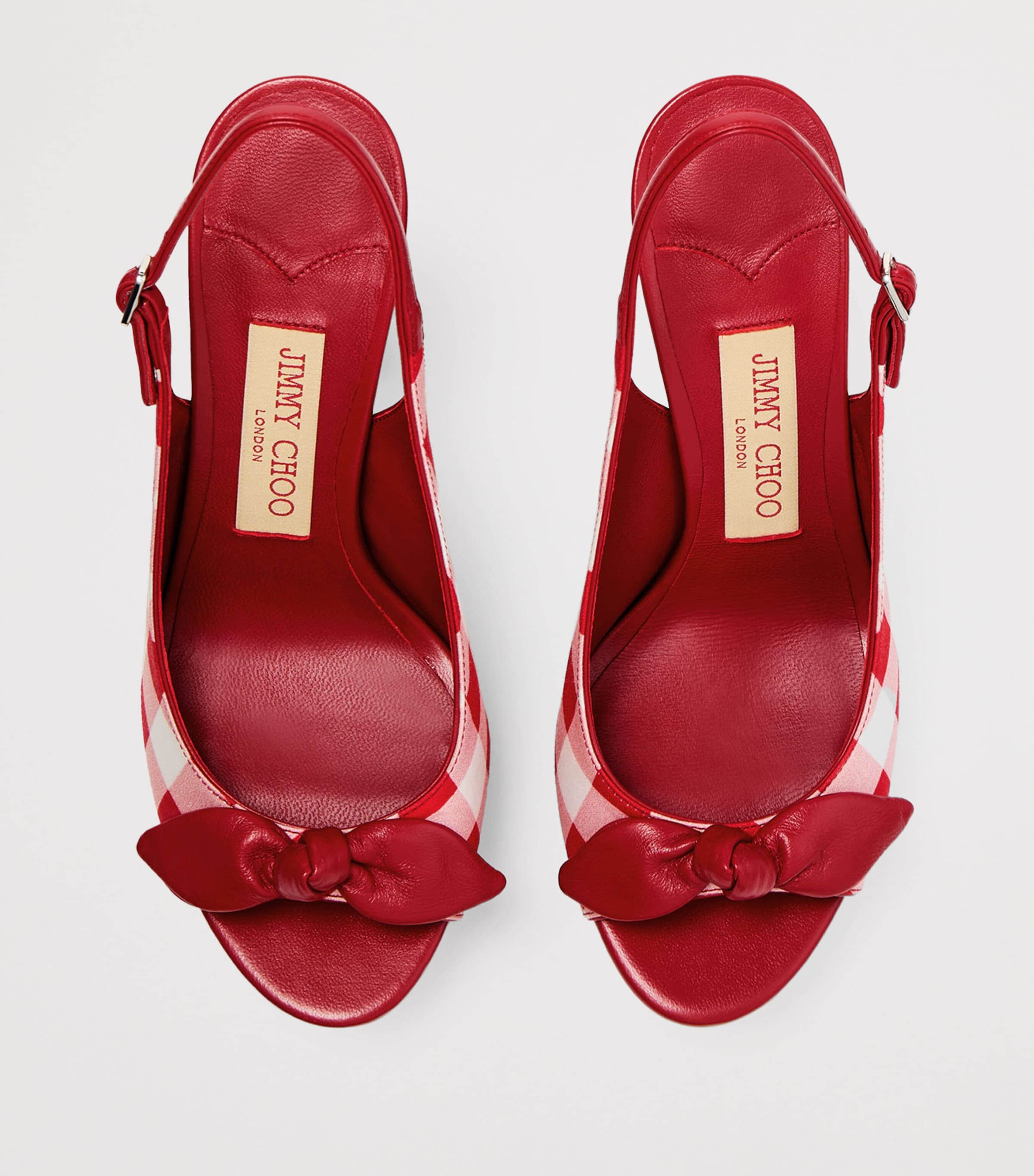 Jimmy Choo Ziva 120 Gingham Sandals Ruby Red Mix Image 4