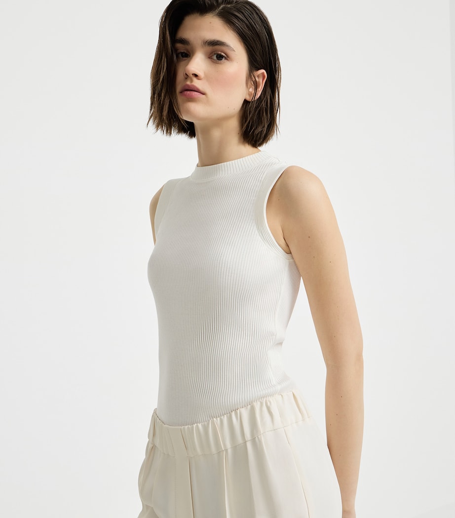 Brunello Cucinelli Womens Cotton Ribbed Tank Top Image 2