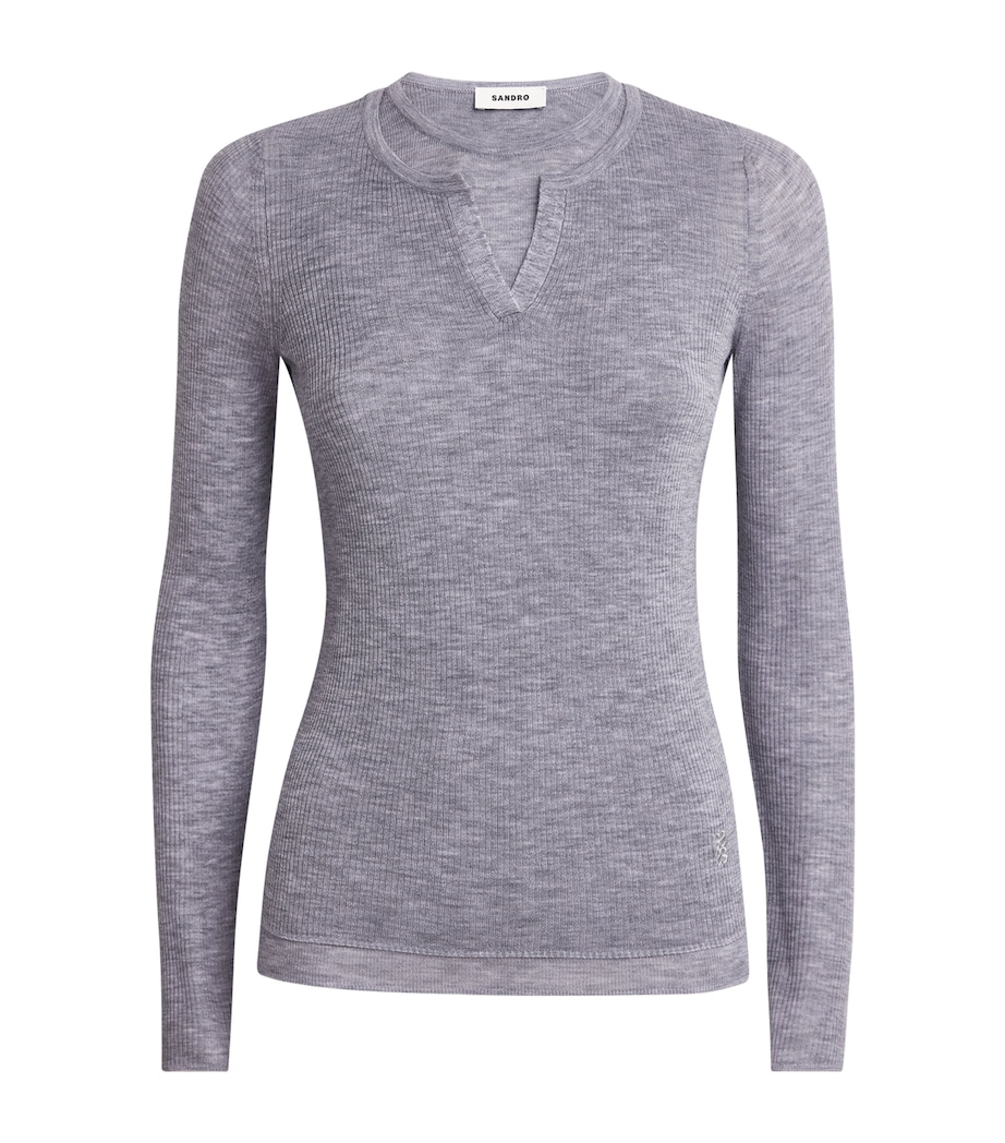 Wool Layered Long-Sleeve Top GREY Image 1