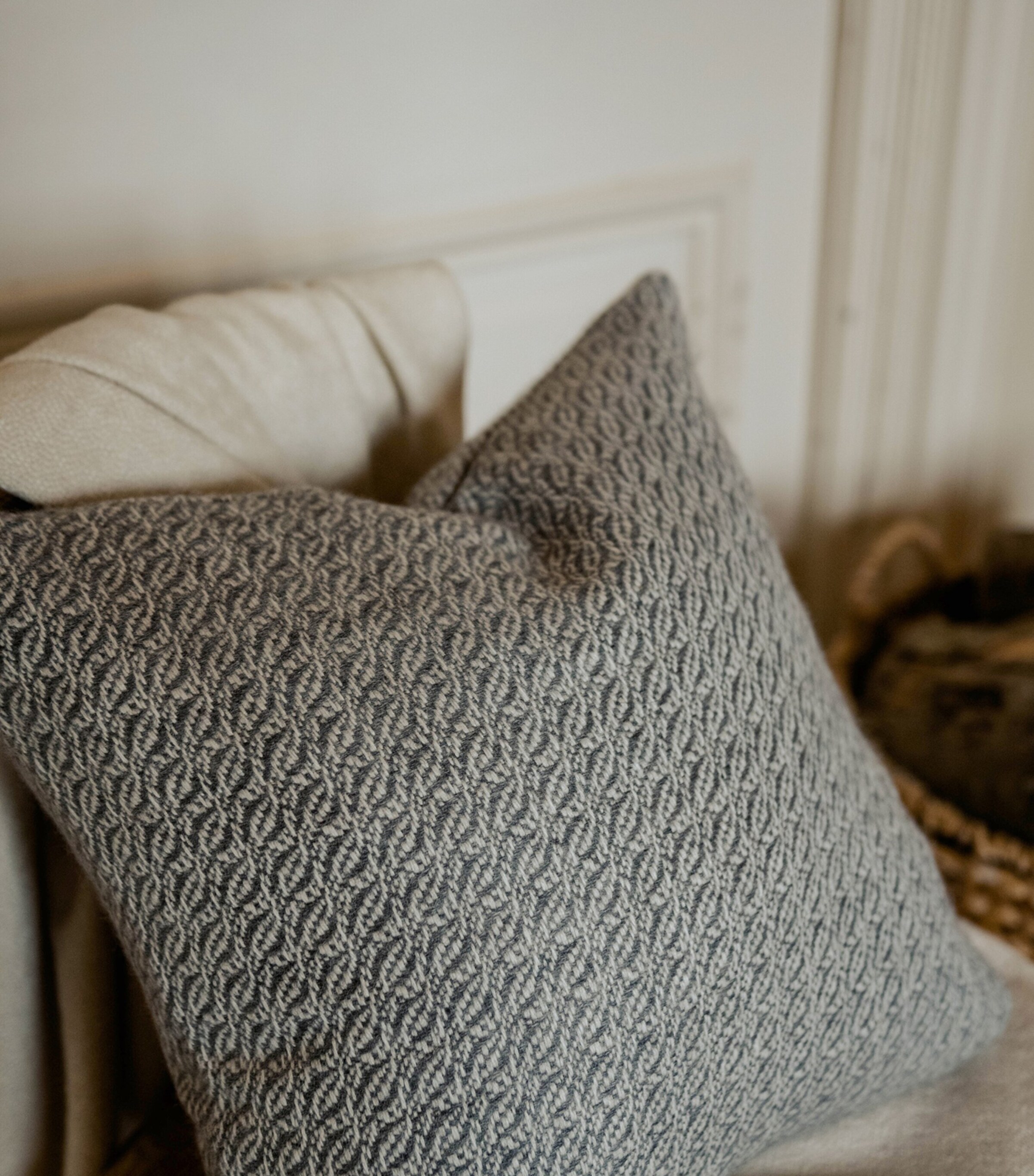 Araminta Campbell Alpaca-Blend Fern Cushion (45cm x 45cm) Grey Image 4
