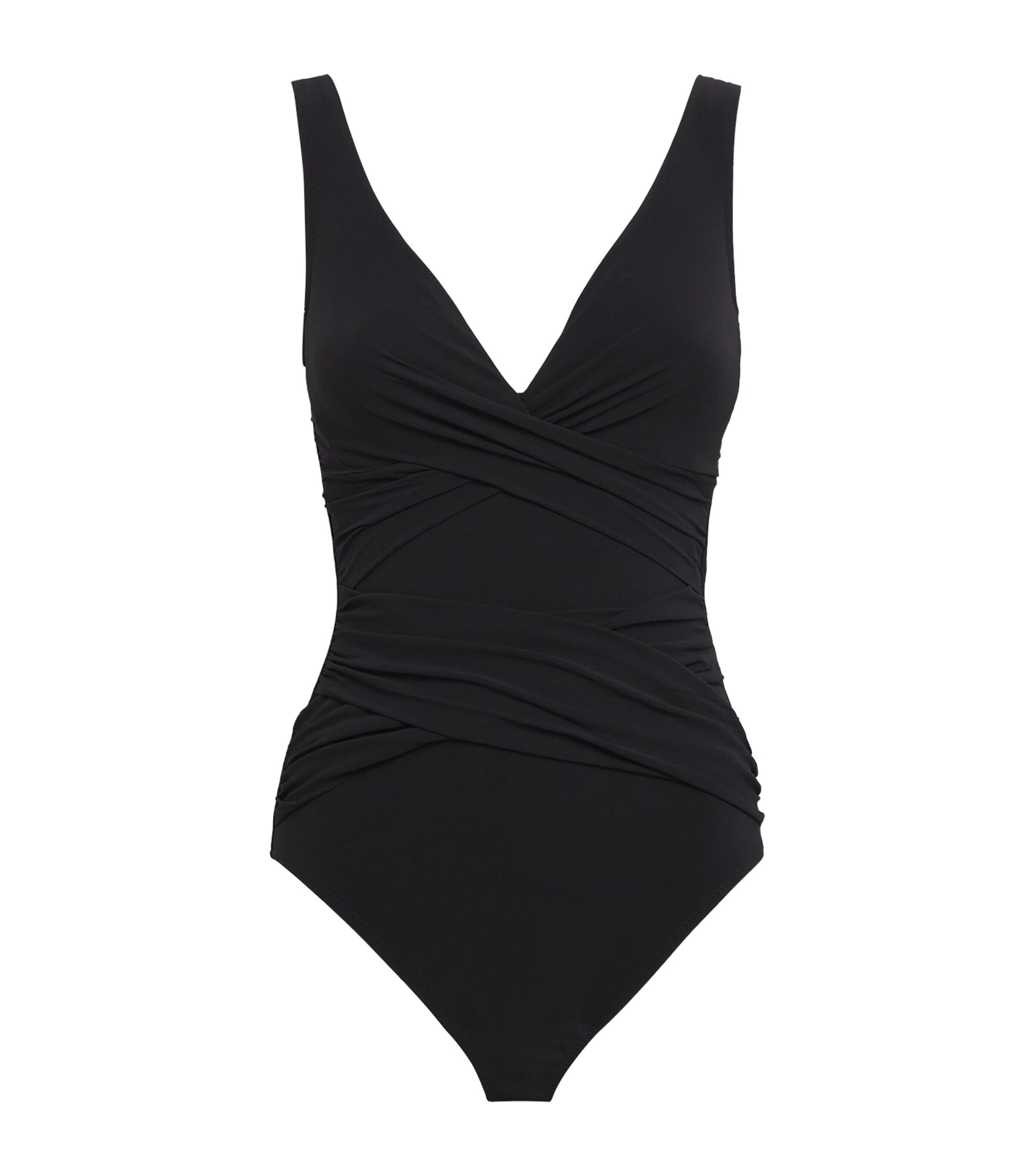 Shan Womens Ruched V-Neck Swimsuit Noir/black Image 1