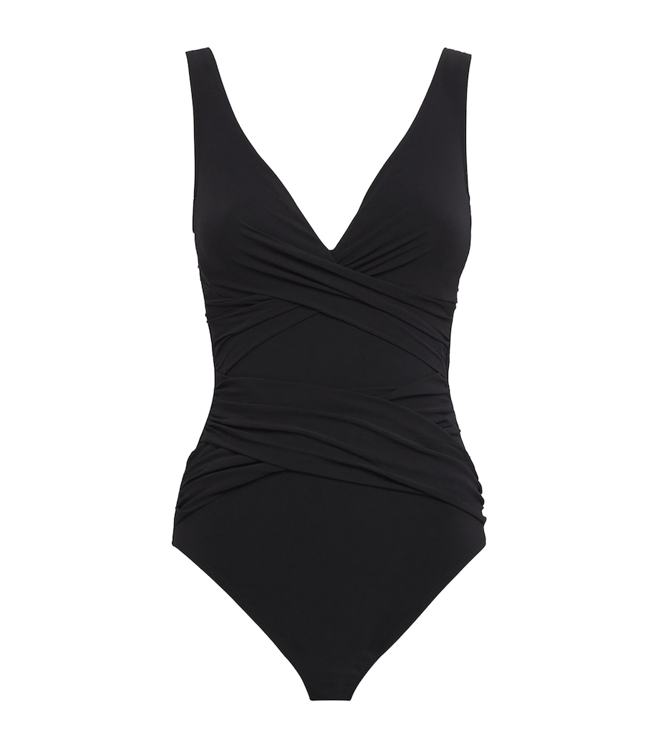 Shan Womens Ruched V-Neck Swimsuit Noir/black Image 1