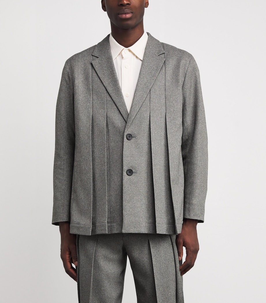 Tweed Pleated Blazer 12-GRAY Image 3