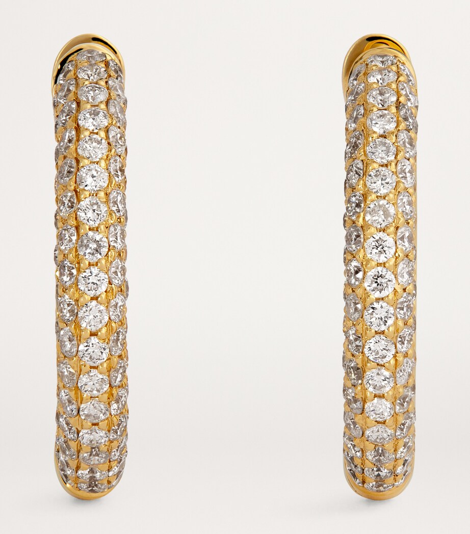 Yellow Gold, Diamond and Enamel Duo Hoop Earrings YELLOW GOLD Image 3