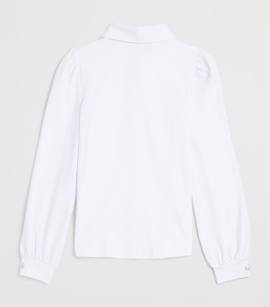 Monnalisa Stretch-Cotton Bow Shirt (4-12 Years) Bianco Image 2