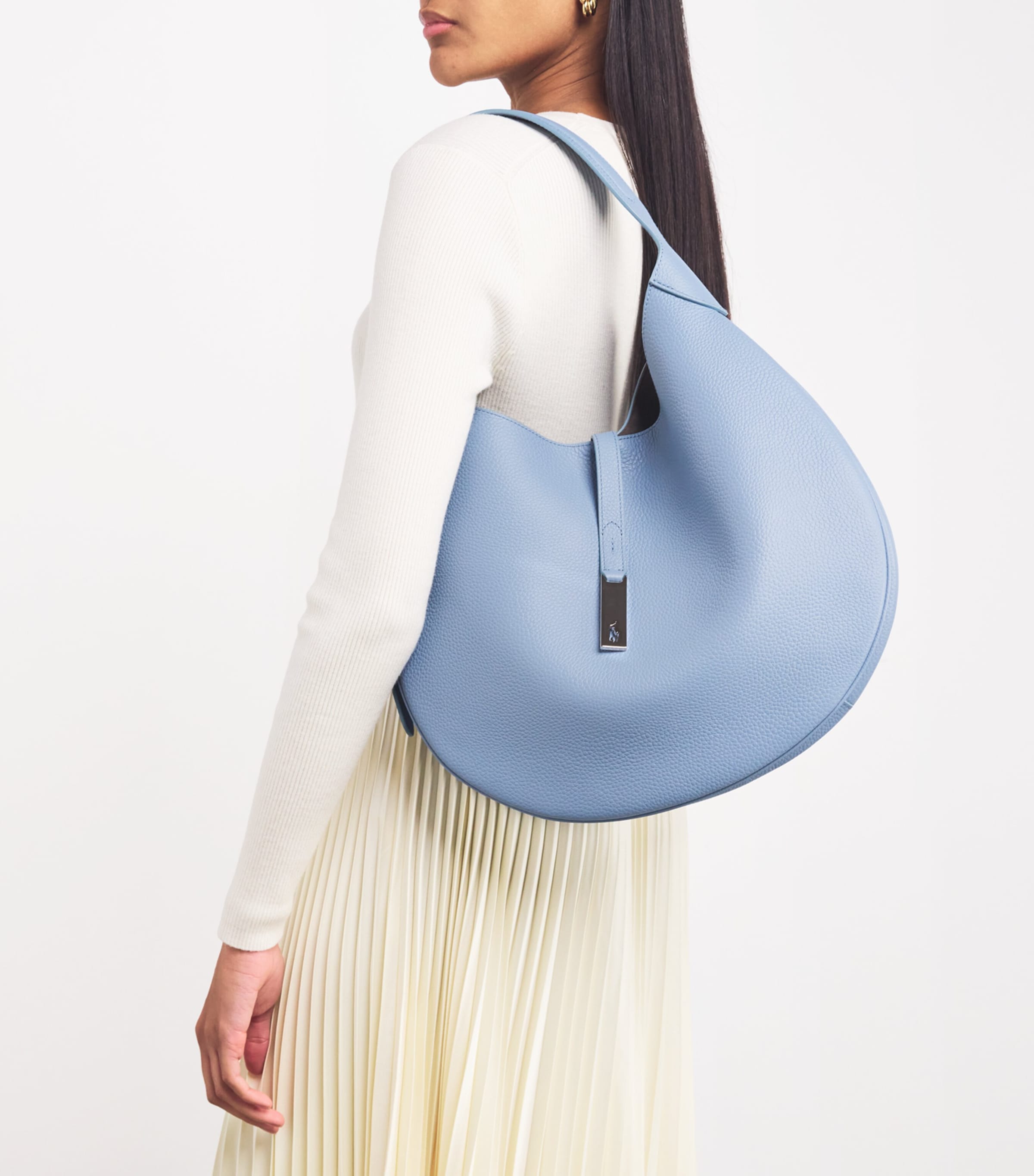 Large Leather Polo ID Shoulder Bag FDED DENIM Image 2