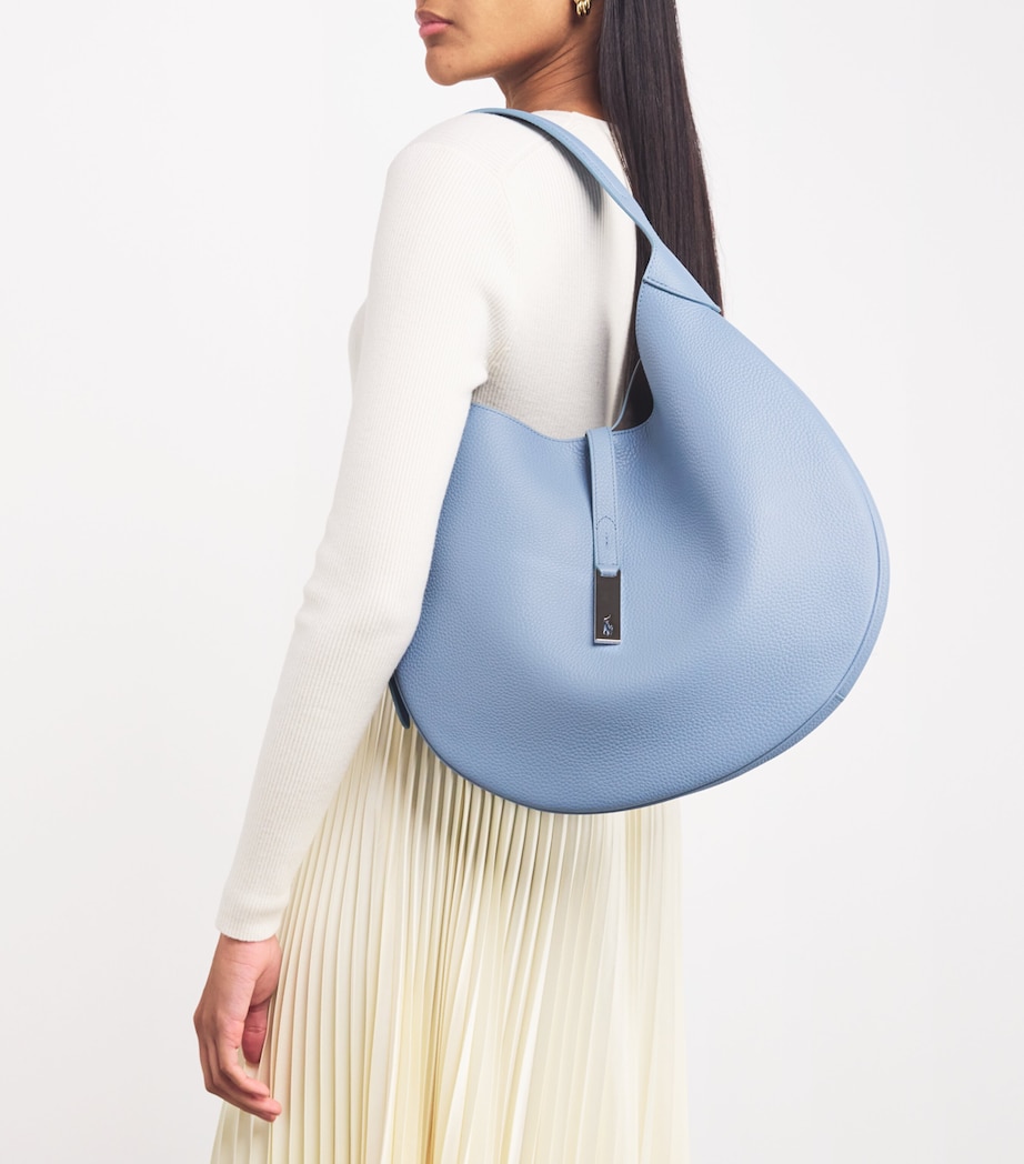 Large Leather Polo ID Shoulder Bag FDED DENIM Image 2