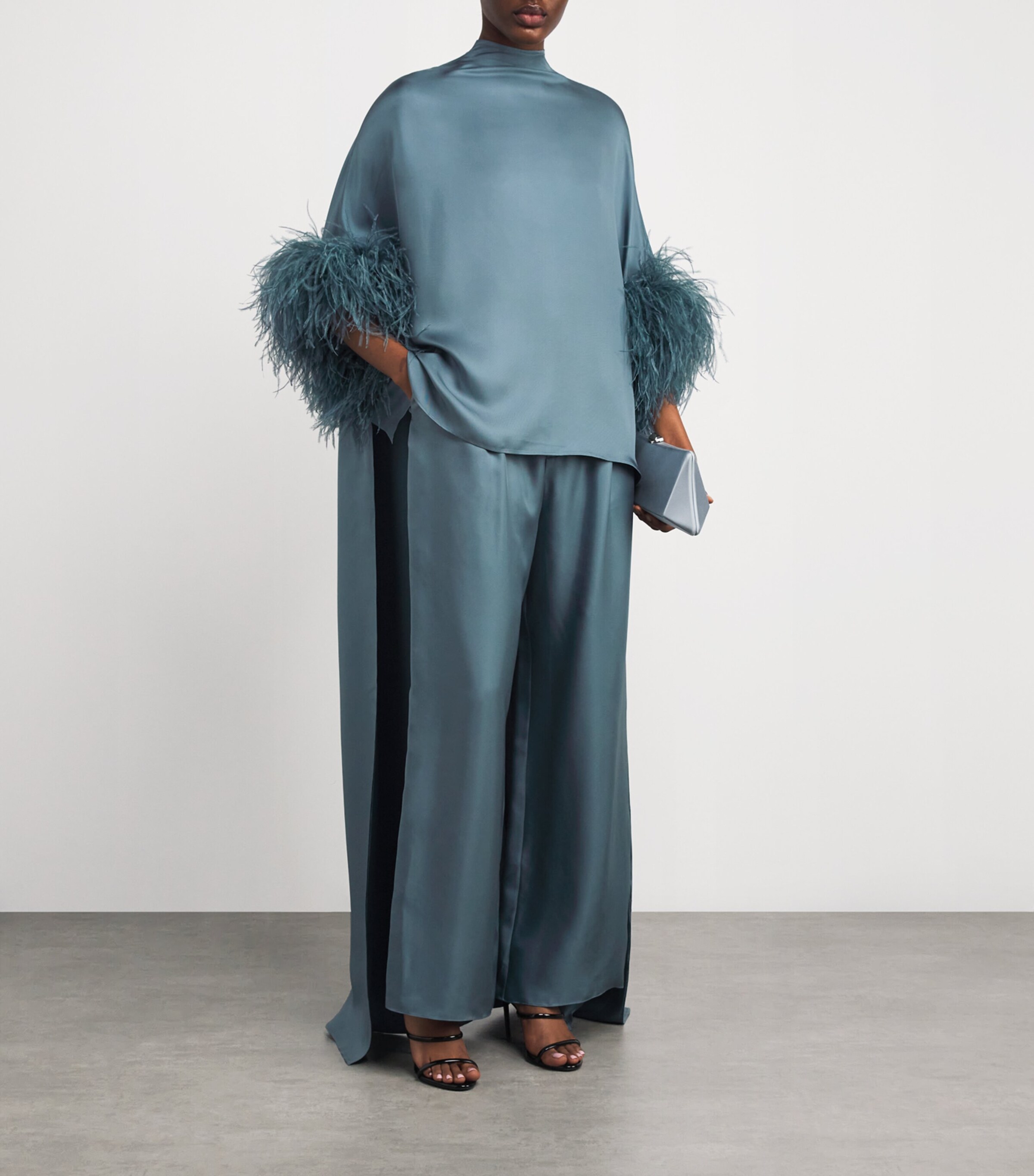 Organic Silk Wide-Leg Trousers 409 SLATE Image 2