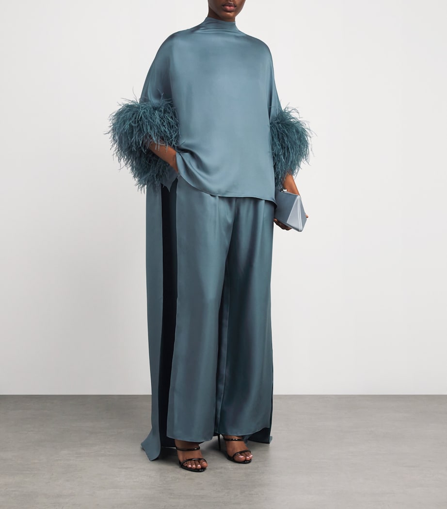 Organic Silk Wide-Leg Trousers 409 SLATE Image 2