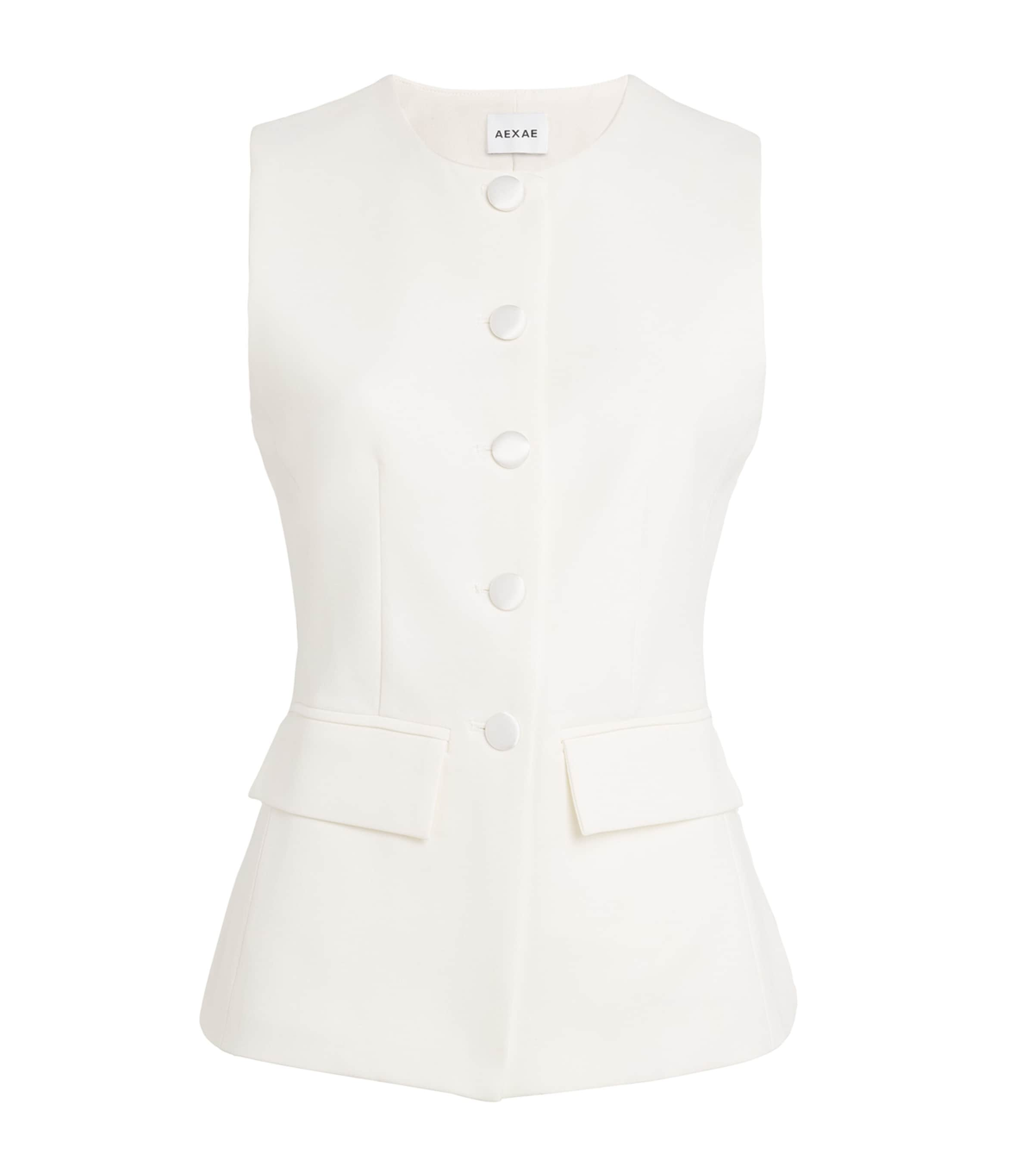 Aexae Wool Twill Waistcoat Top In White