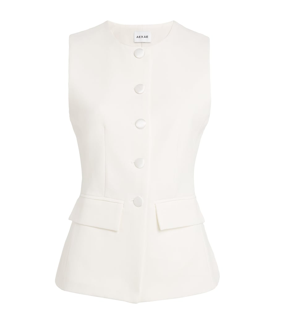 Wool Twill Waistcoat Top WHITE Image 1