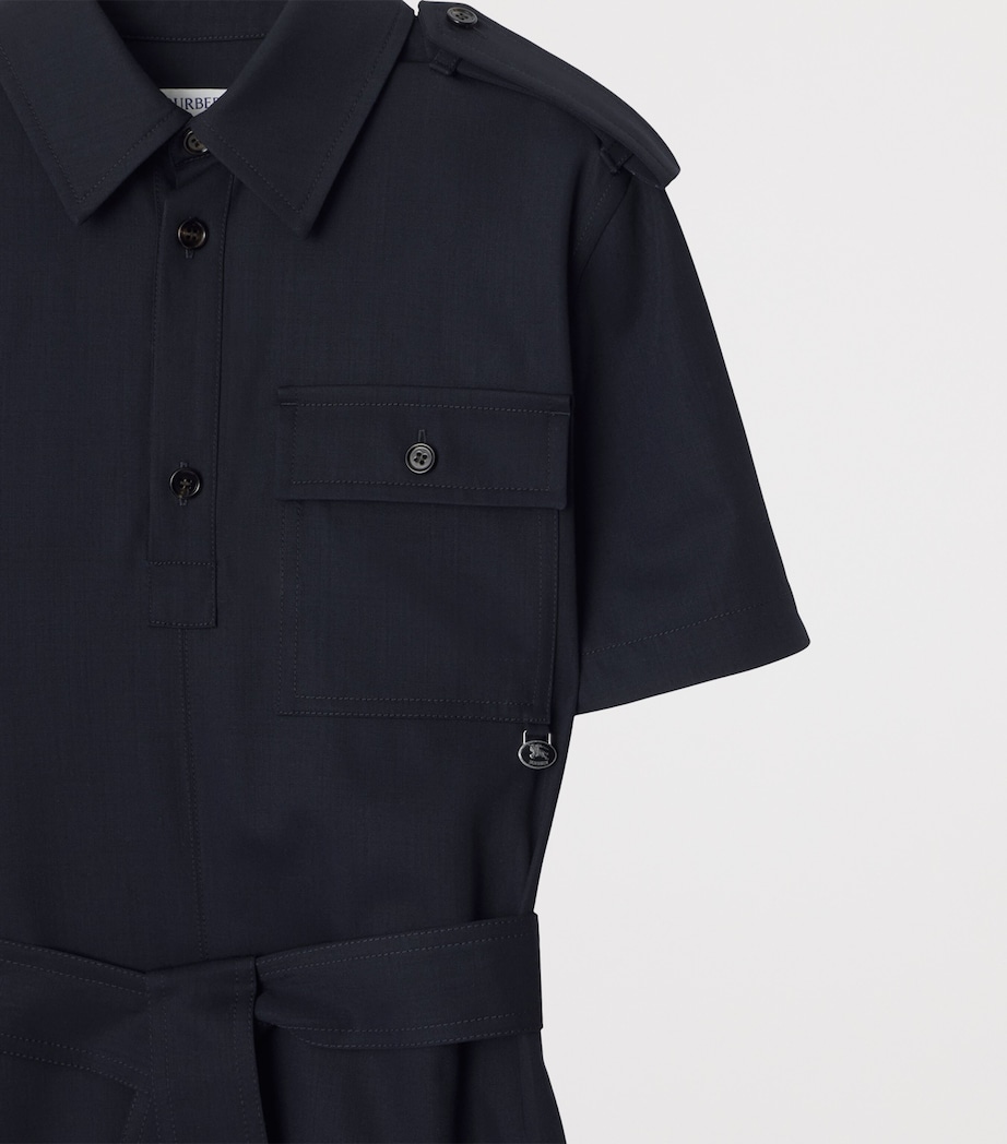 Wool Mini Shirt Dress NAVY Image 4