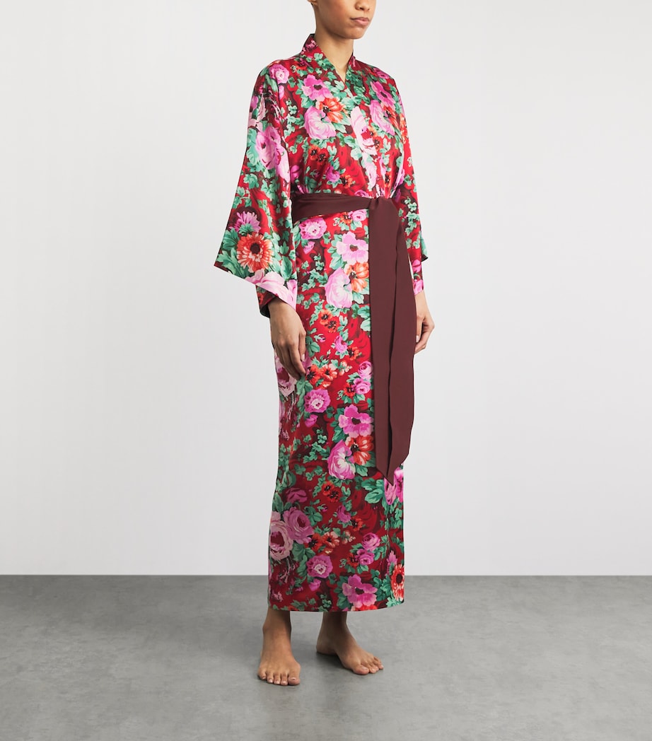 Olivia von Halle Womens Silk Floral Queenie Robe Moulin Image 2