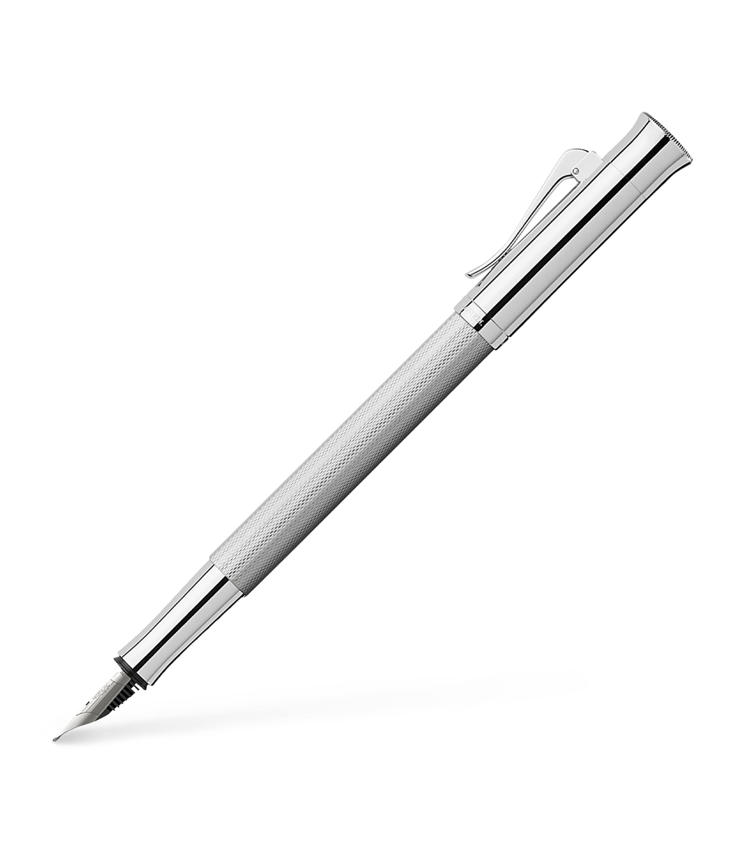 Graf Von Faber-castell Guilloche Fountain Pen In Silver