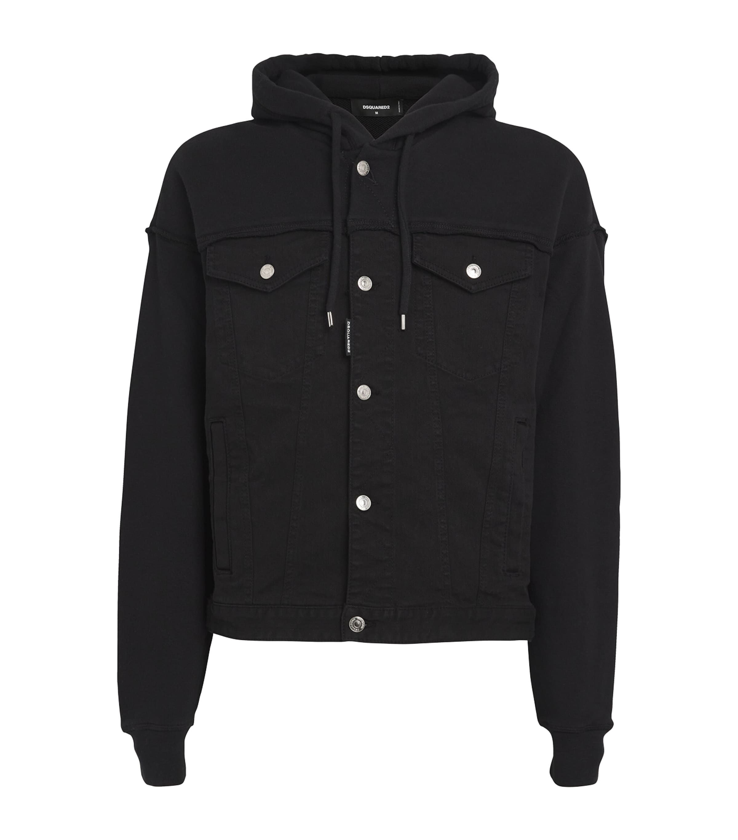 Shop Dsquared2 Hooded Denim Jacket In Black