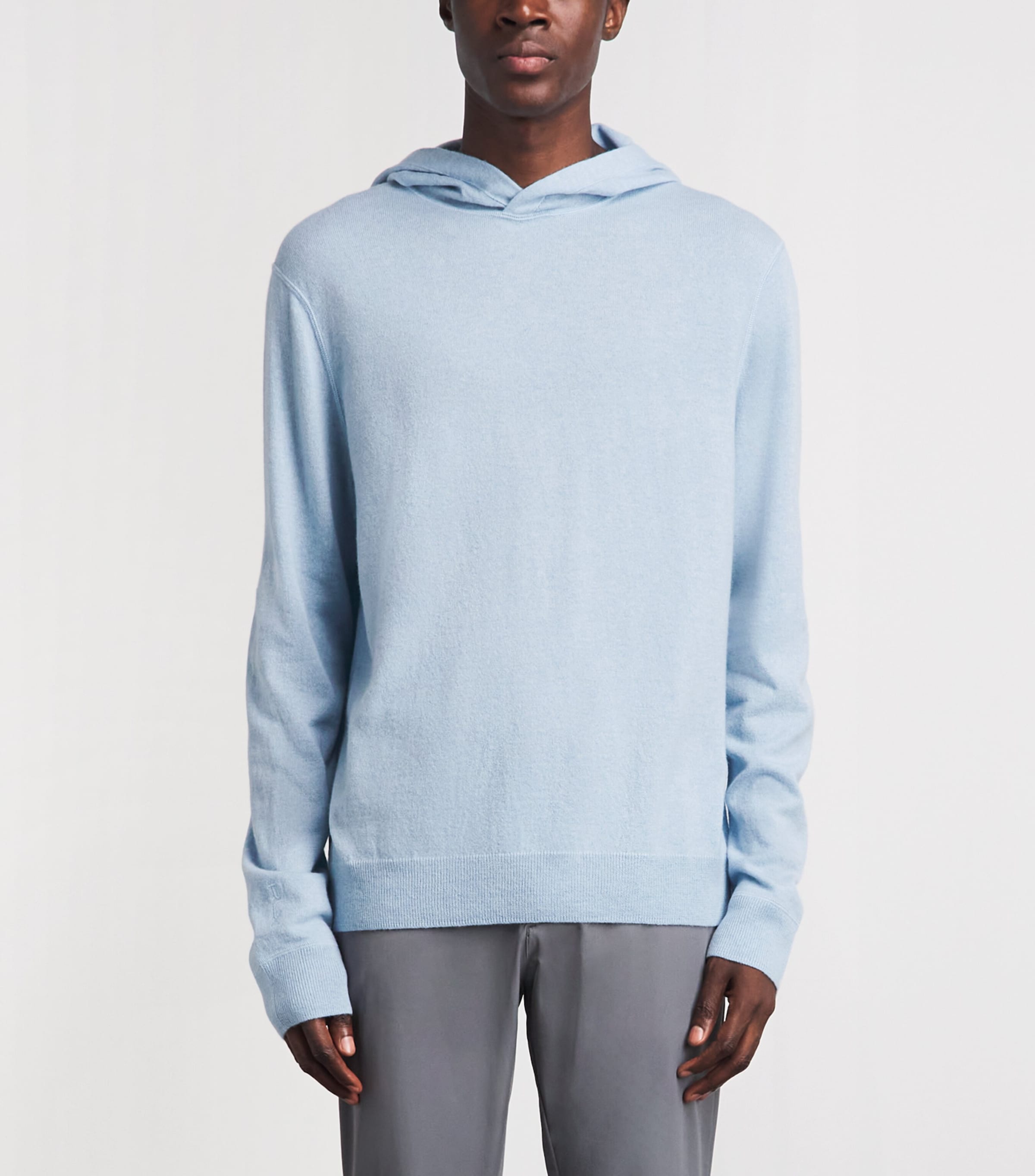 RLX Ralph Lauren Mens Cashmere Hoodie Office Blue Heather Image 4