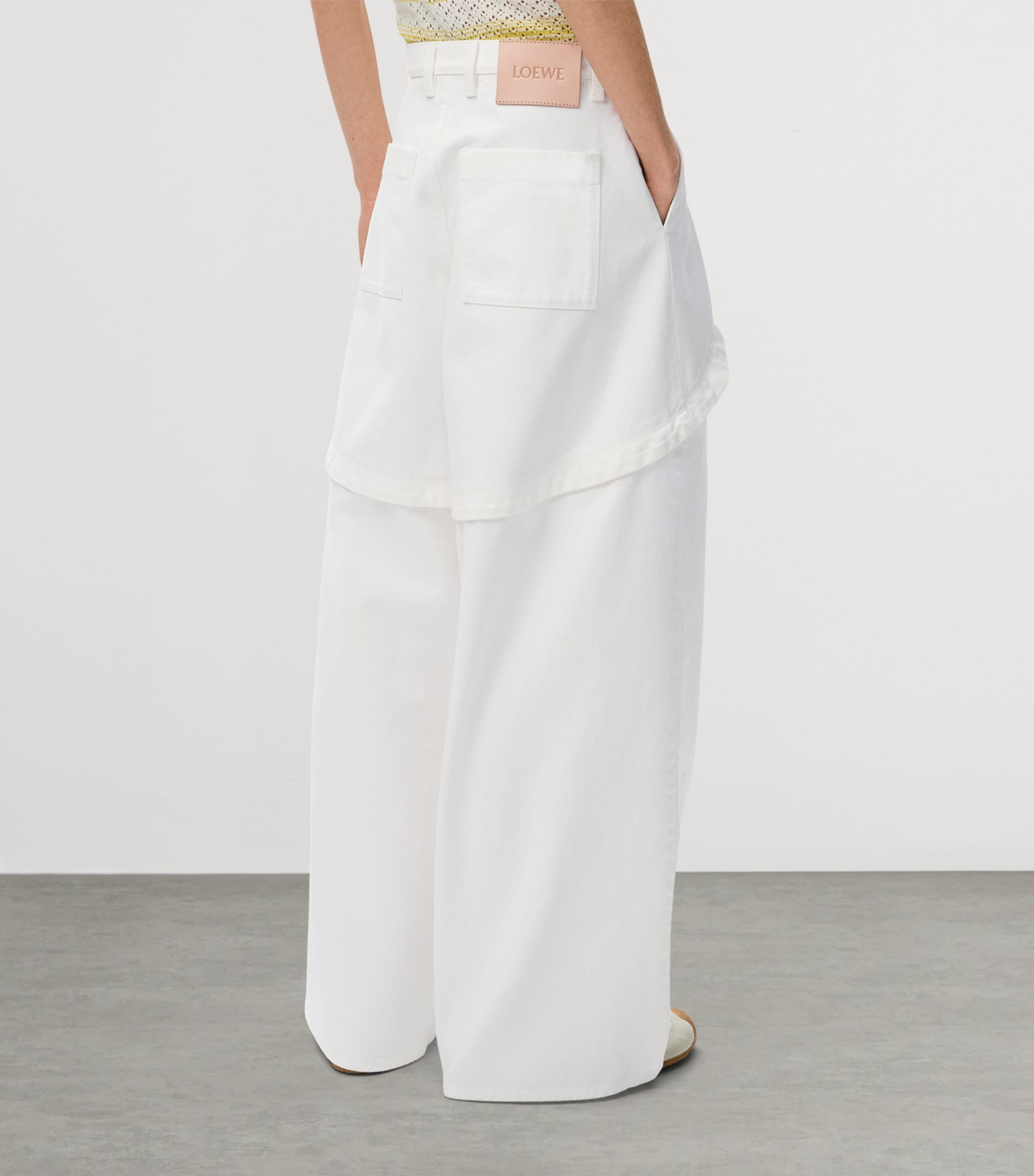 LOEWE Womens x Paula's Ibiza Cotton Panelled Trousers White Image 4