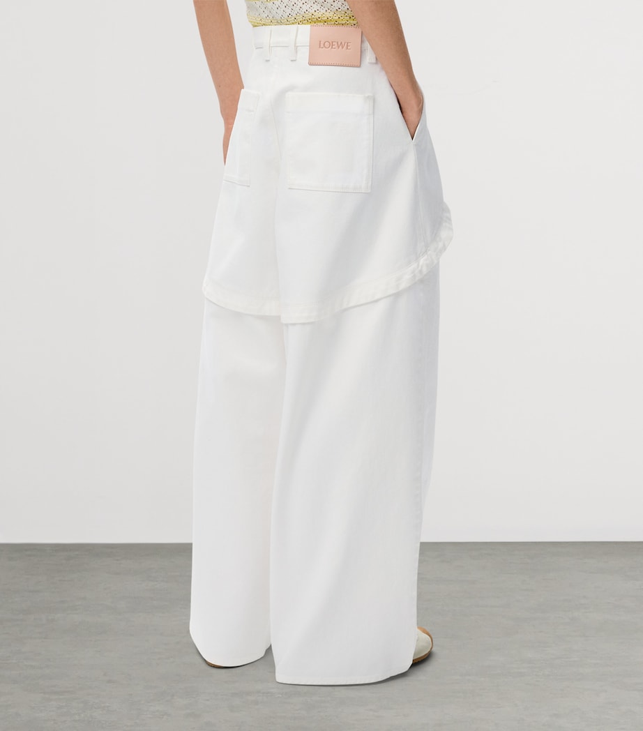 LOEWE Womens x Paula's Ibiza Cotton Panelled Trousers White Image 4