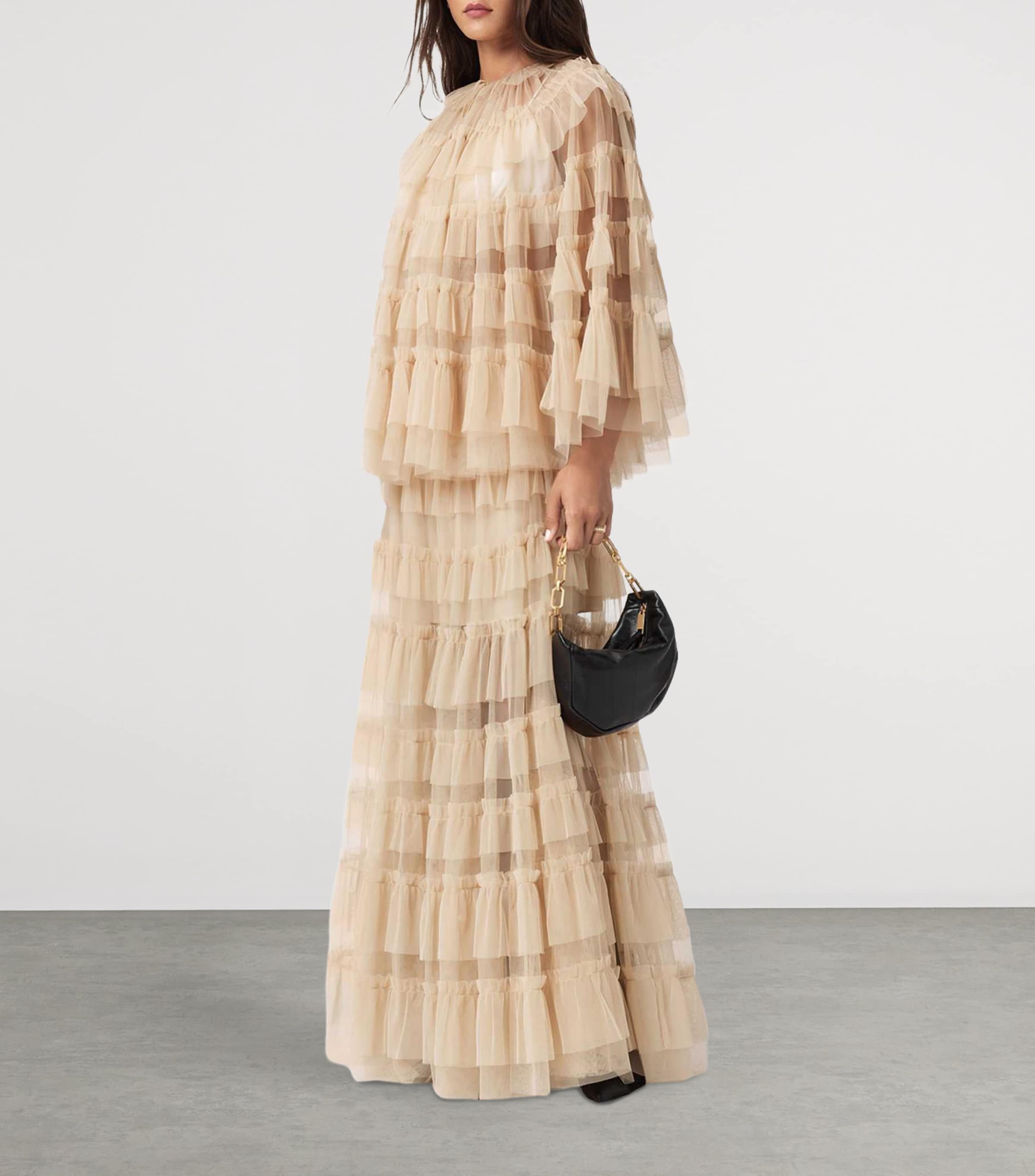 Tulle Ruffled Aude Maxi Skirt BLUSH PINK Image 3