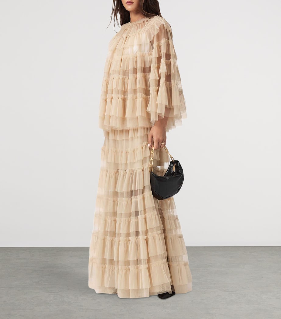 Tulle Ruffled Aude Maxi Skirt BLUSH PINK Image 3