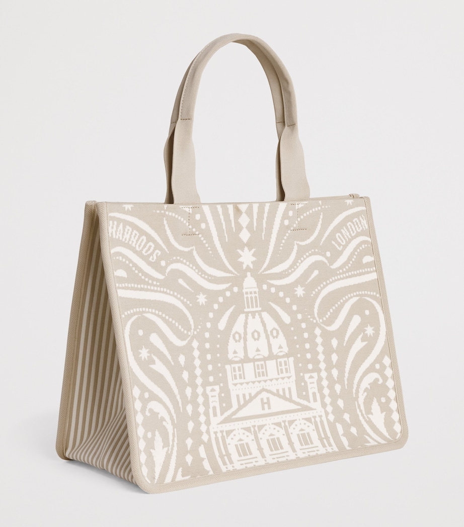 Harrods Medium Knights of Brompton Tote Bag Multi Print Image 3