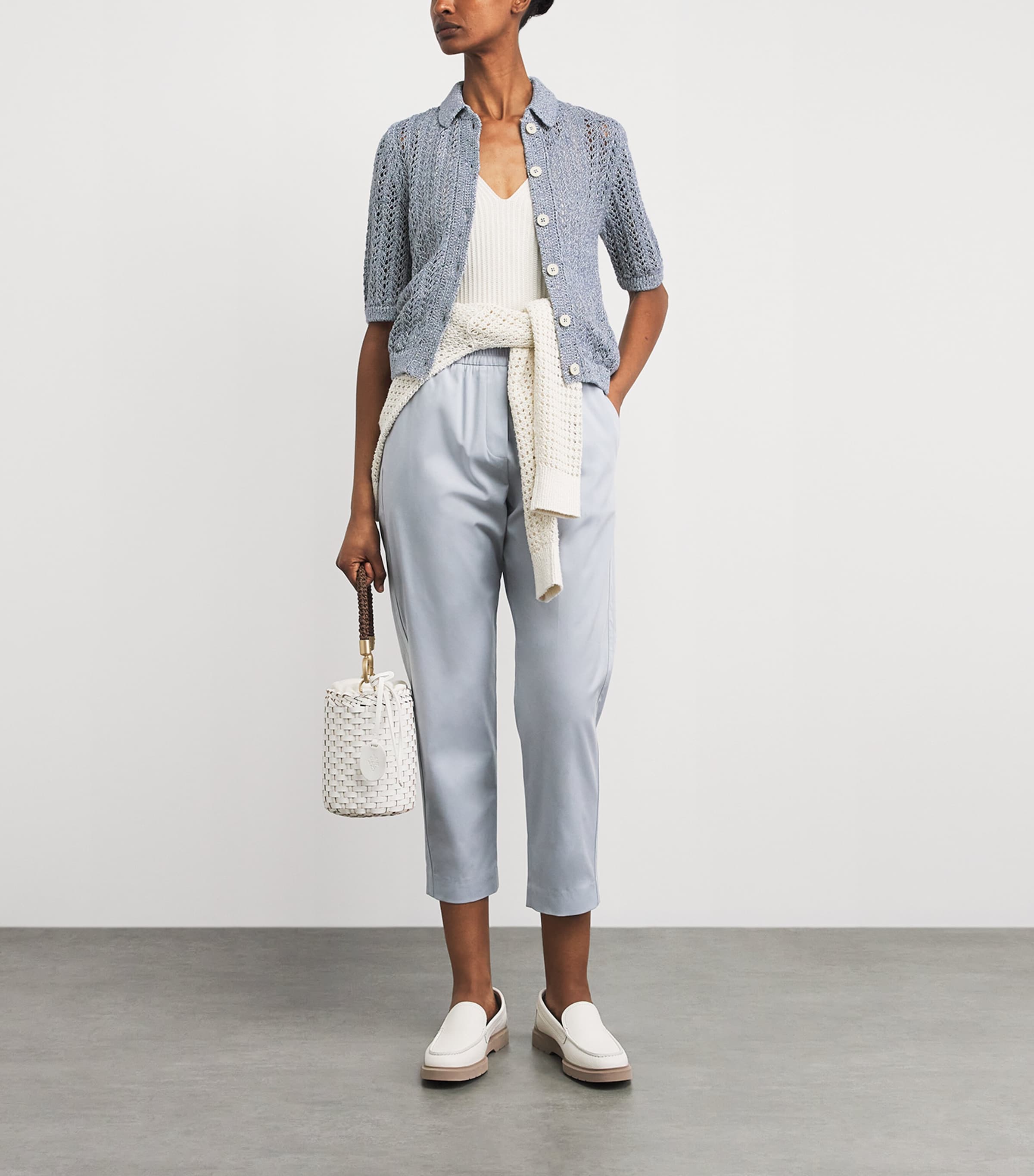Eleventy Womens Linen-Cotton Cardigan Nuvola Image 2