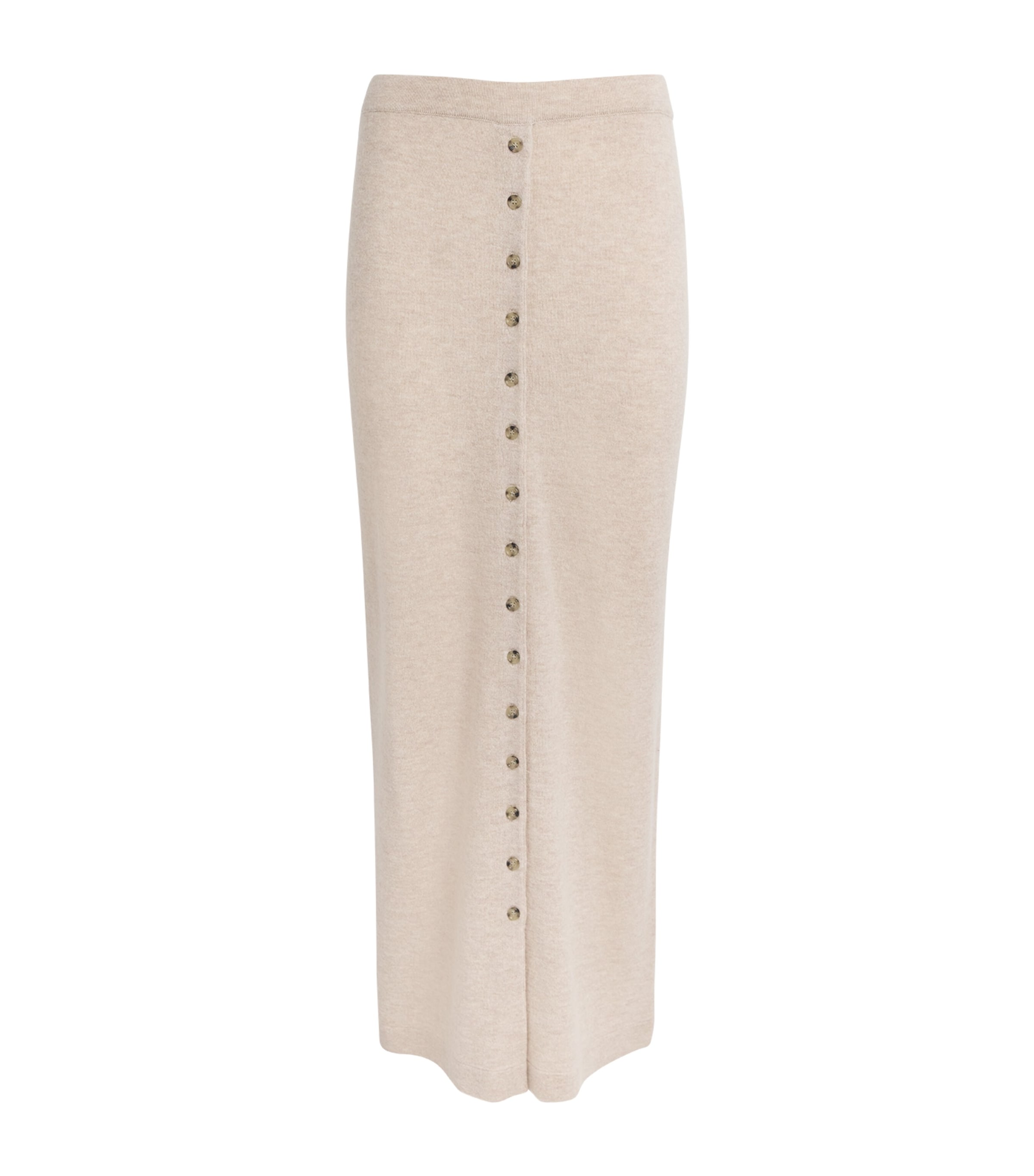 Allude Wool-cashmere Buttoned Maxi Skirt In Beige
