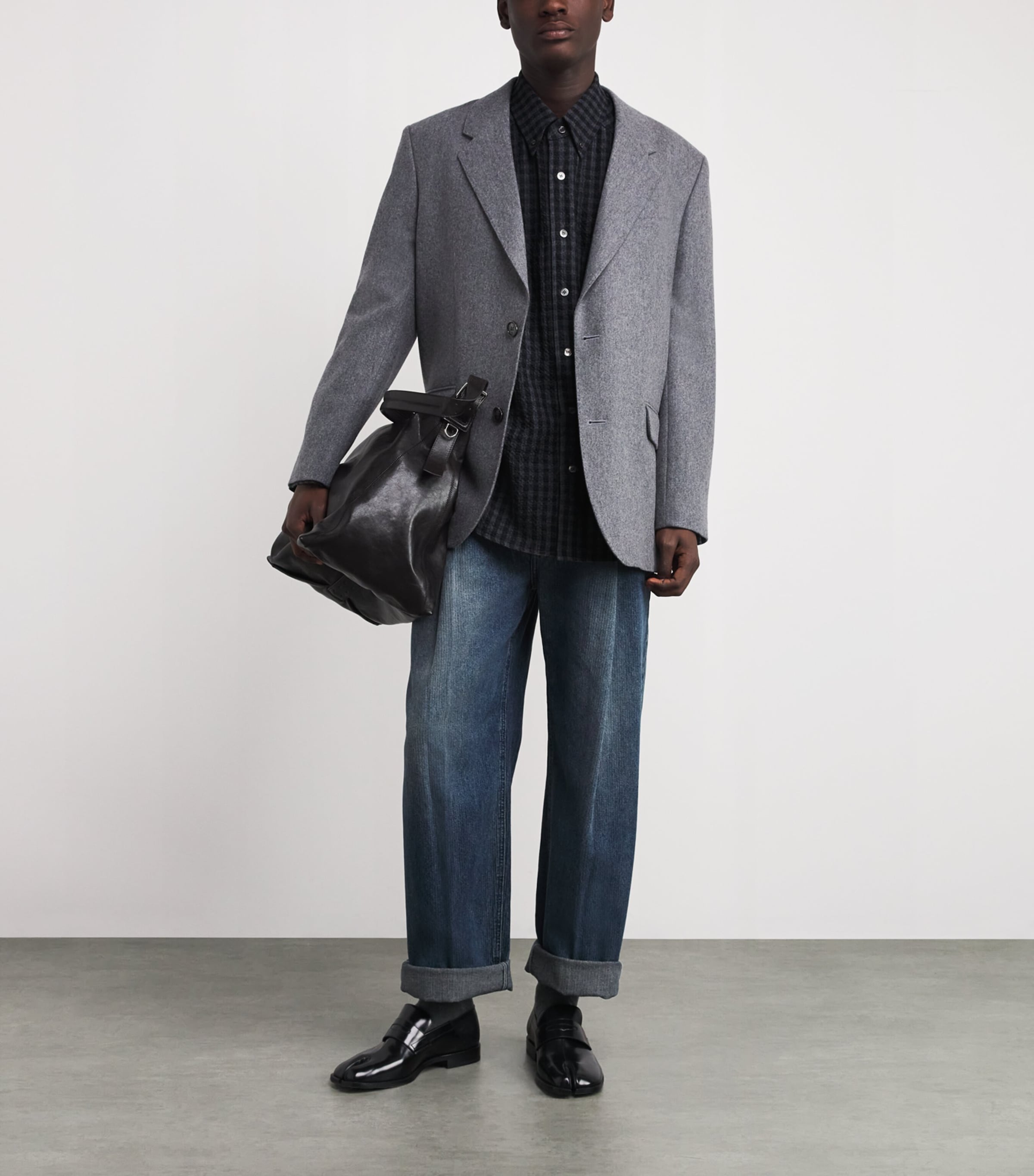 Cotton-Wool Gingham Shirt GREY Image 2