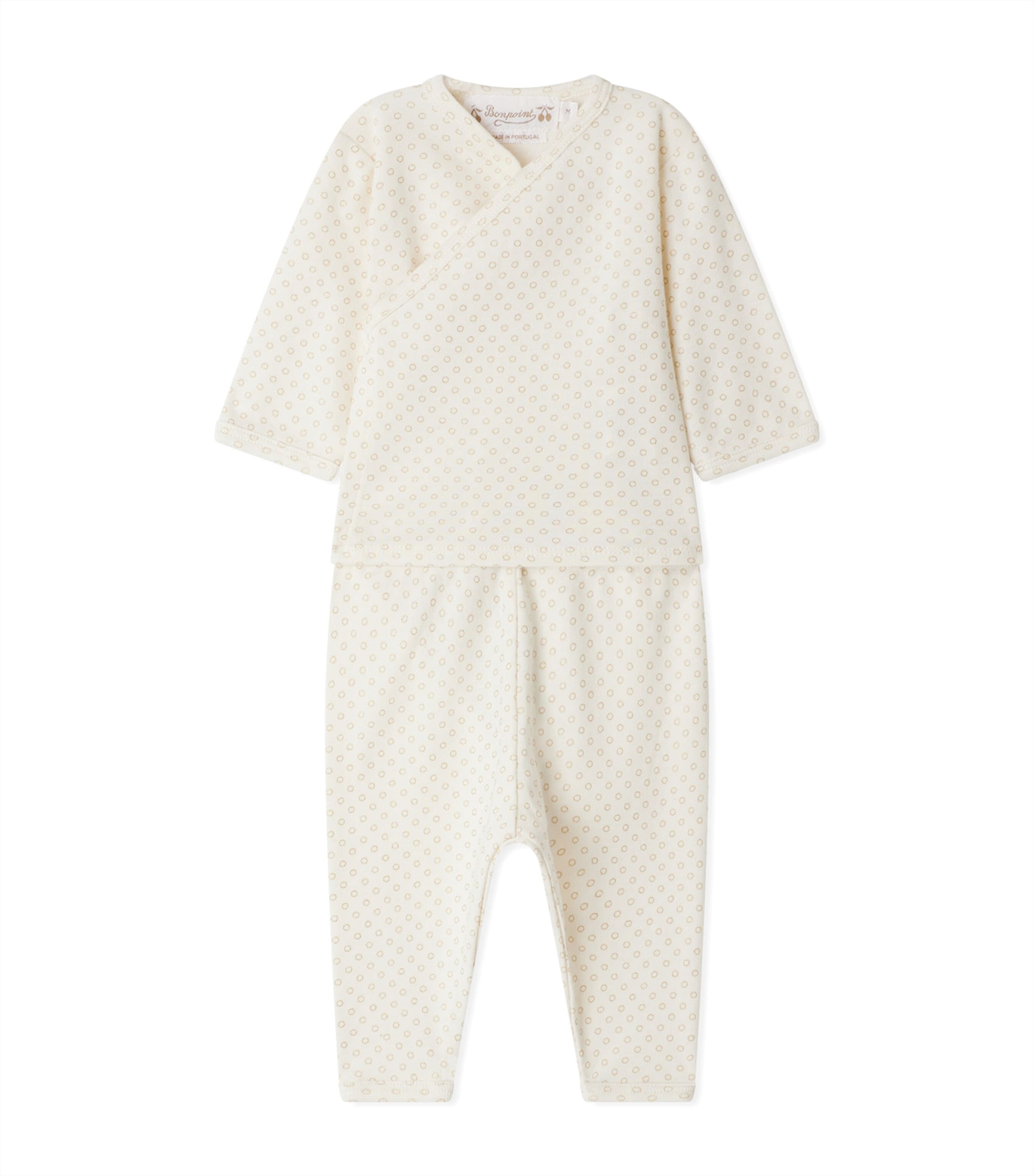 Bonpoint Kids' Organic Cotton Timao Crossover Top And Trousers Set In Neutral