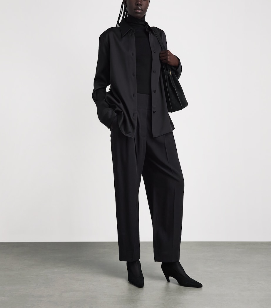 Toteme Womens Pleated Balloon Trousers Black Image 2