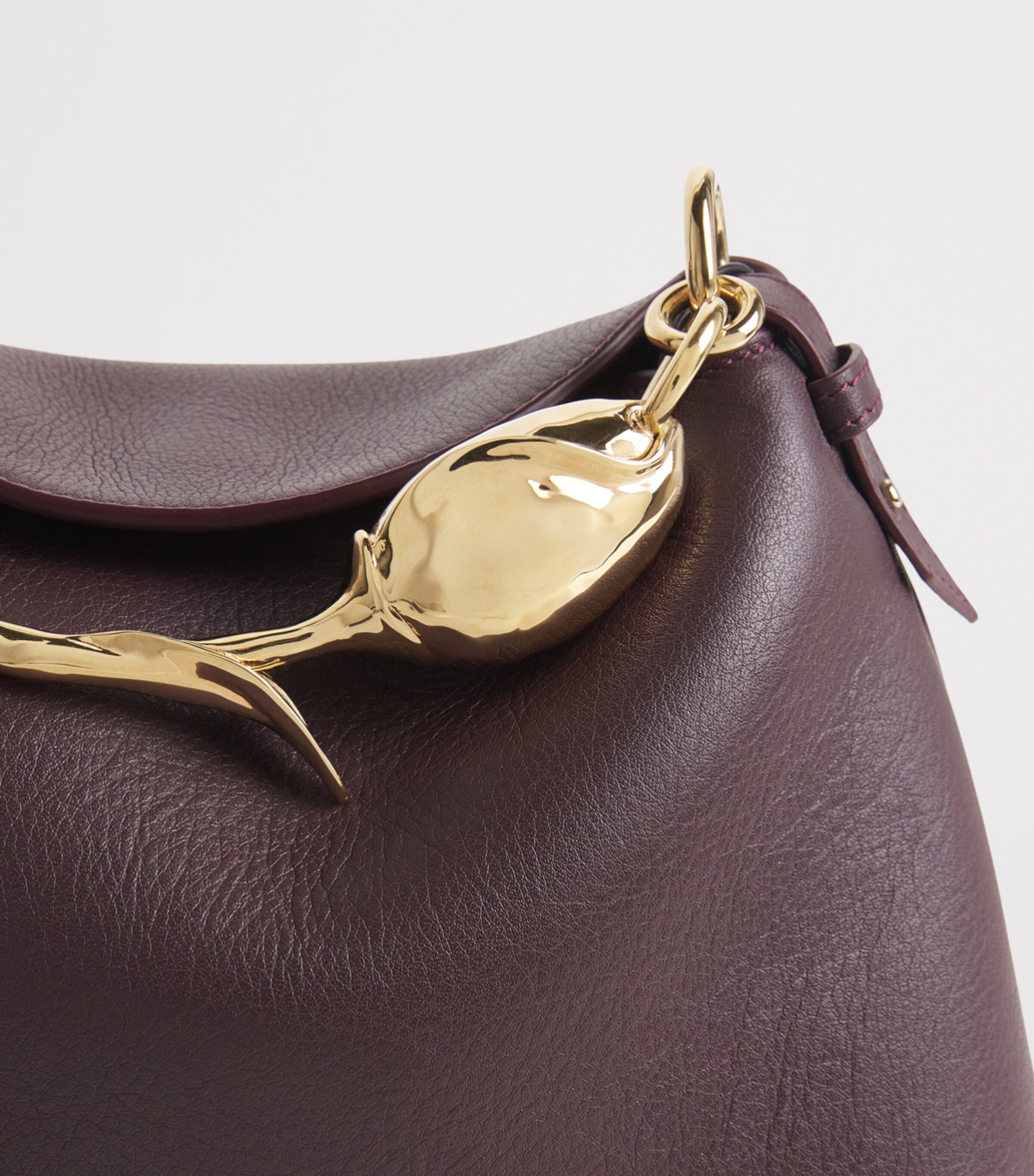 Erdem Large Leather Bloom Shoulder Bag Grain Malbec Image 6